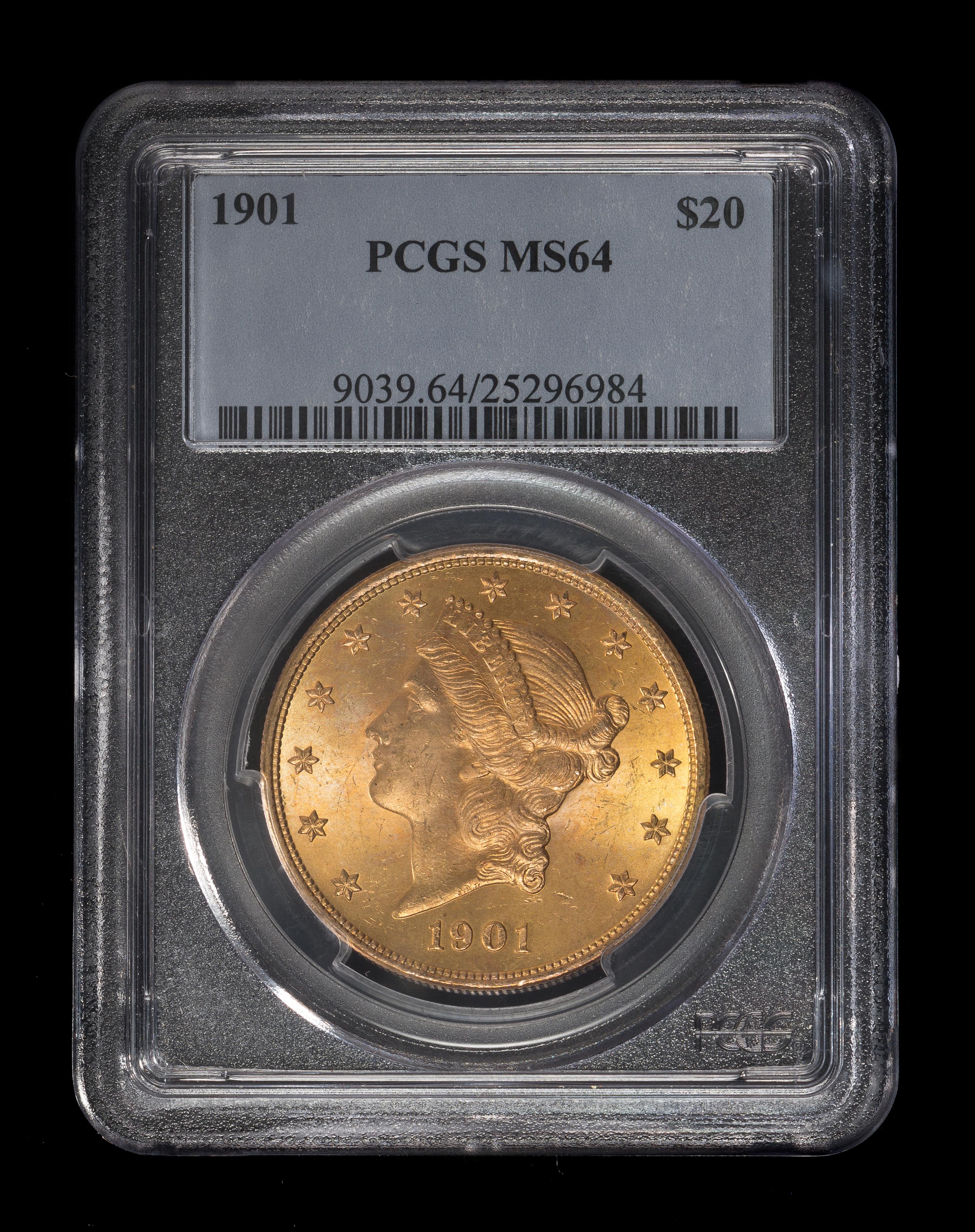 A United States 1901 Liberty Head $20 Gold Coin