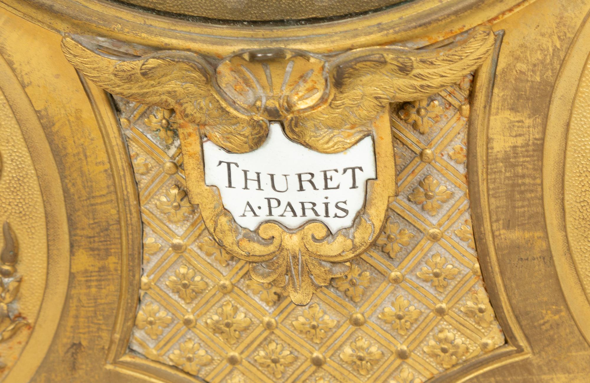 A Louis XV Style Gilt Bronze Mantle Clock on Stand