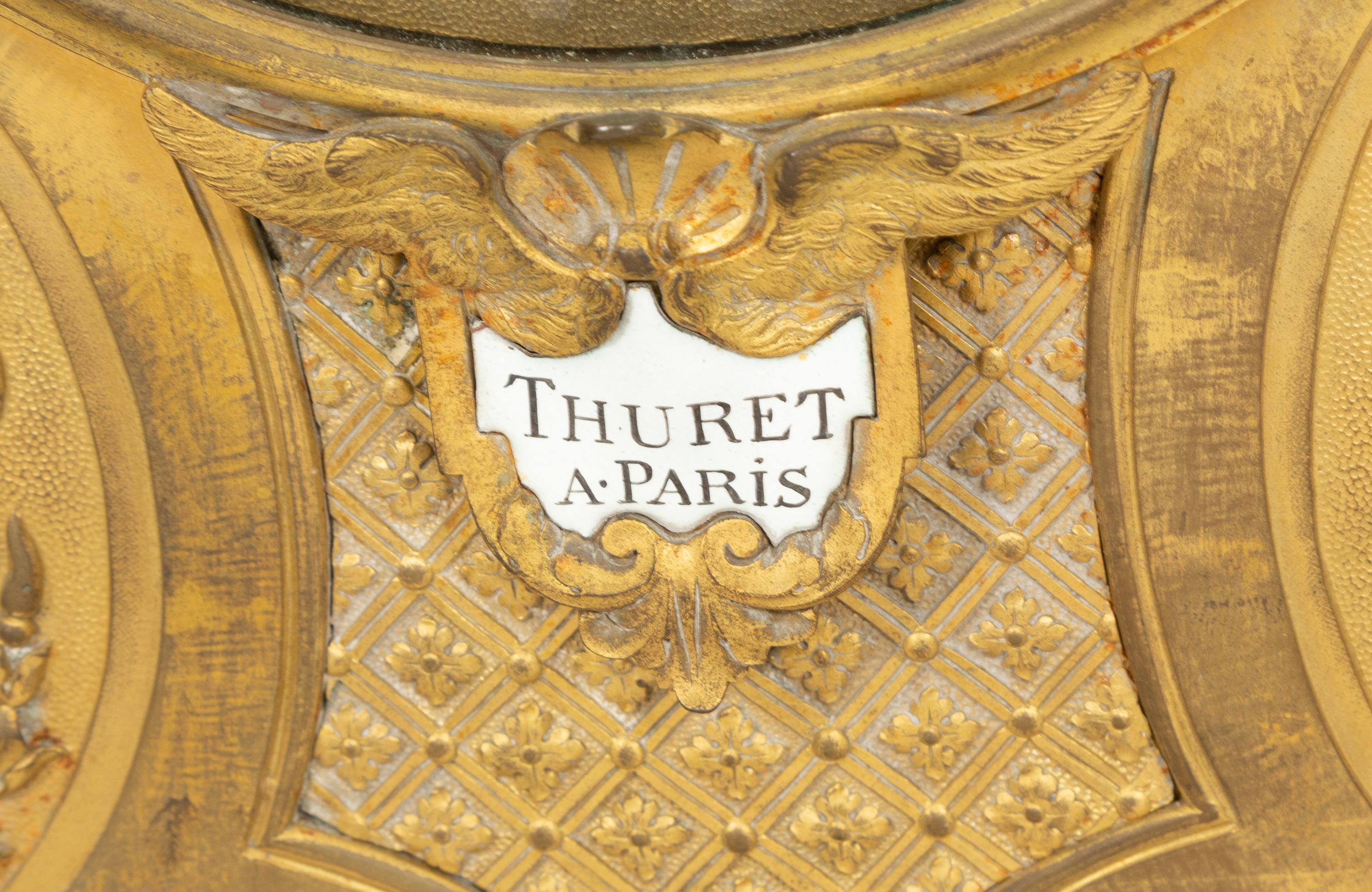 A Louis XV Style Gilt Bronze Mantle Clock on Stand