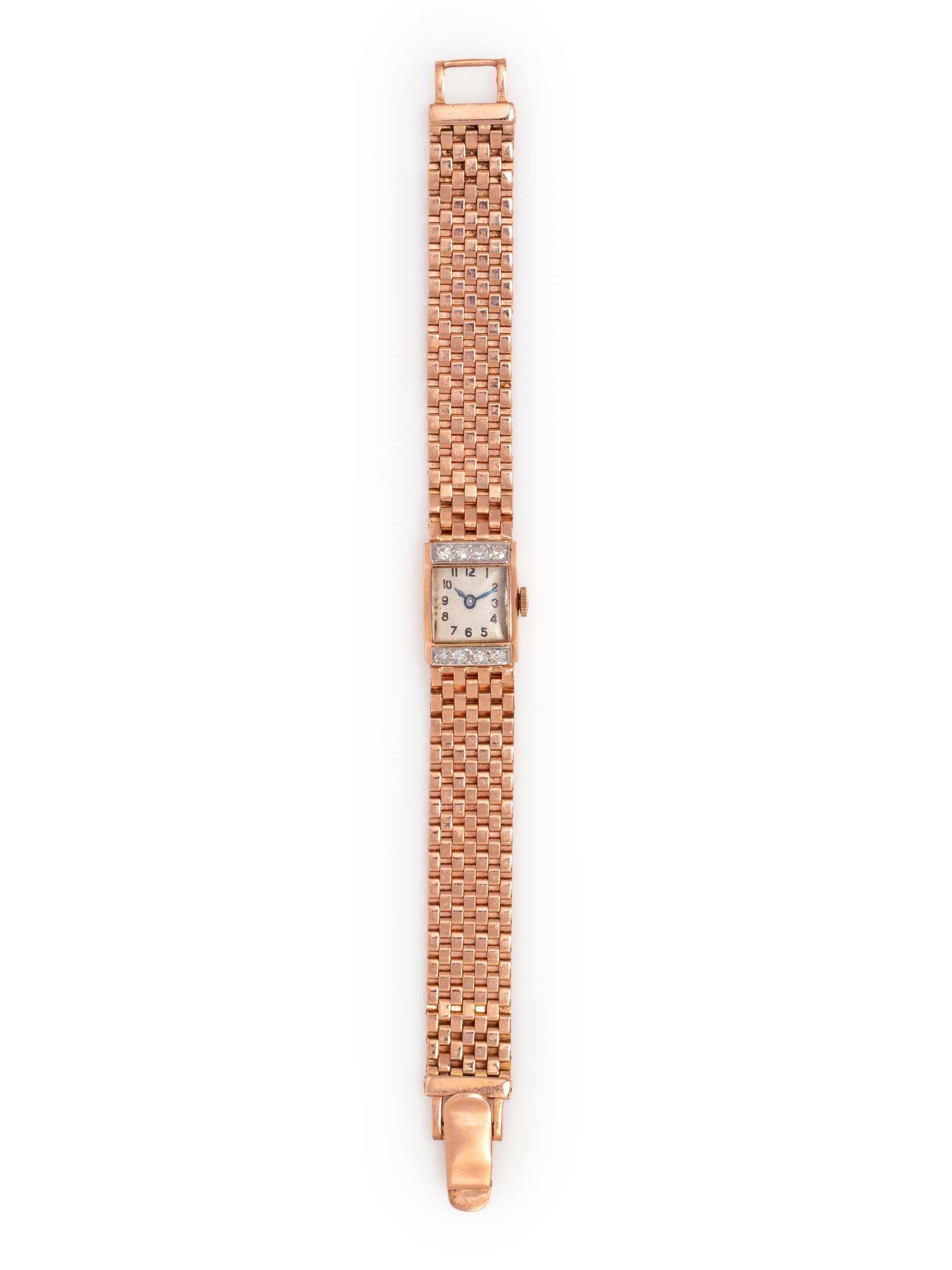 RETRO, 14K ROSE GOLD AND DIAMOND WRISTWATCH
