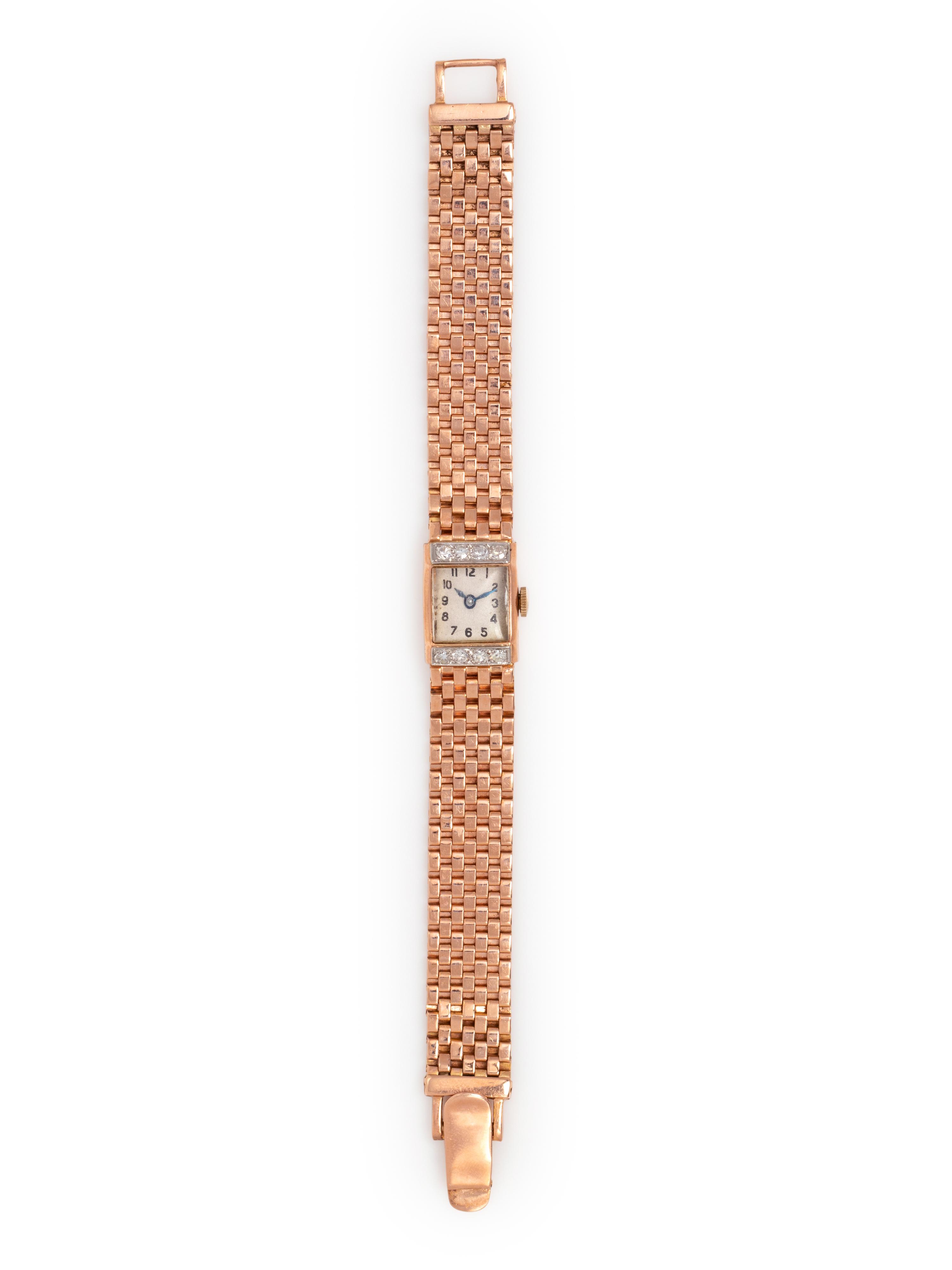 RETRO, 14K ROSE GOLD AND DIAMOND WRISTWATCH