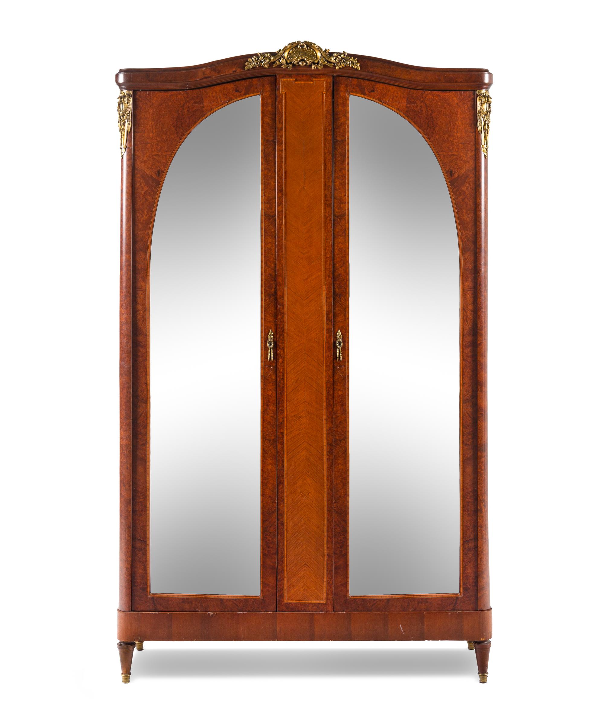 A French Gilt Bronze Mounted Burlwood and Kingwood Armoire