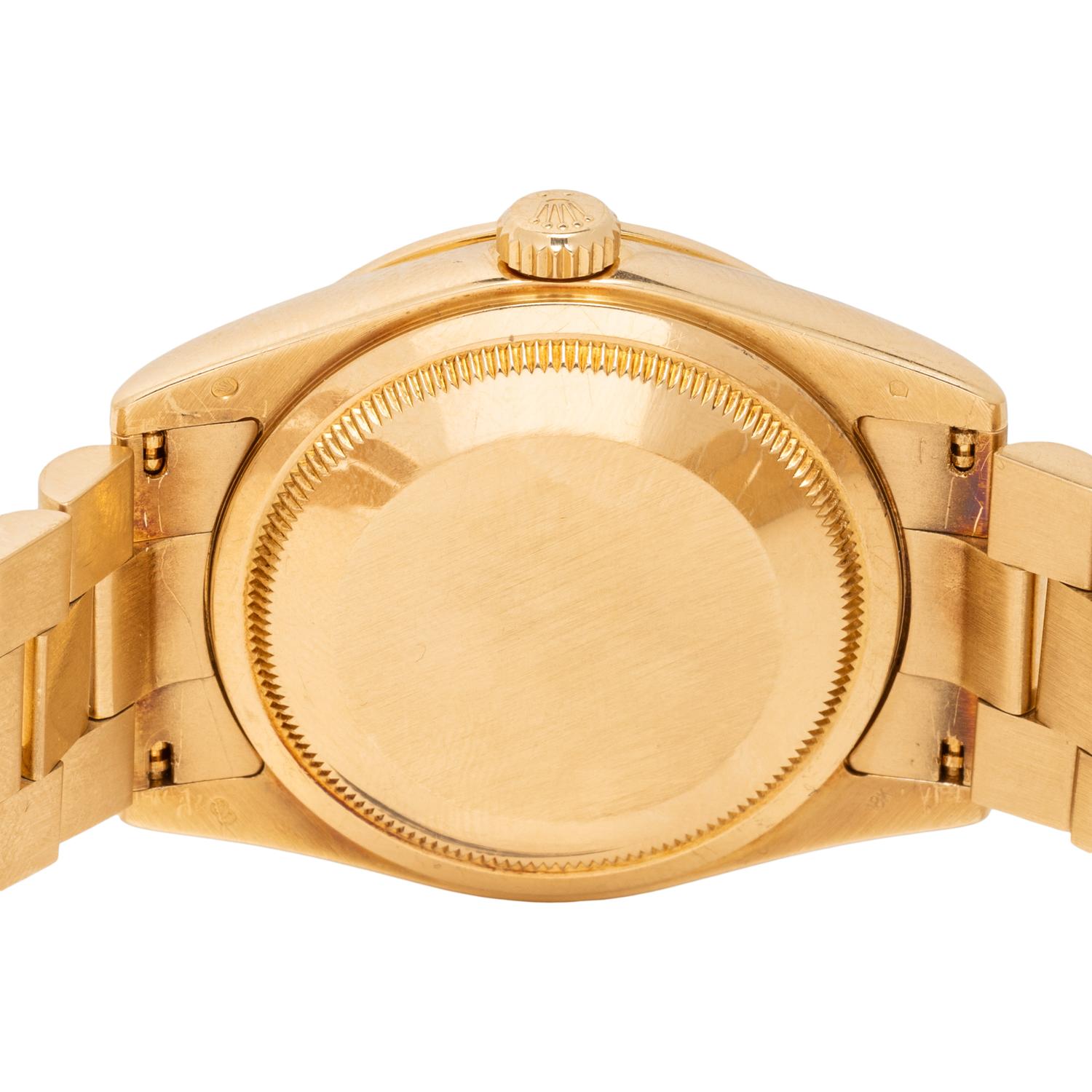 ROLEX, REF. 118348 18K YELLOW GOLD 'OYSTER PERPETUAL DAY-DATE' DIAMOND DIAL & BEZEL WATCH