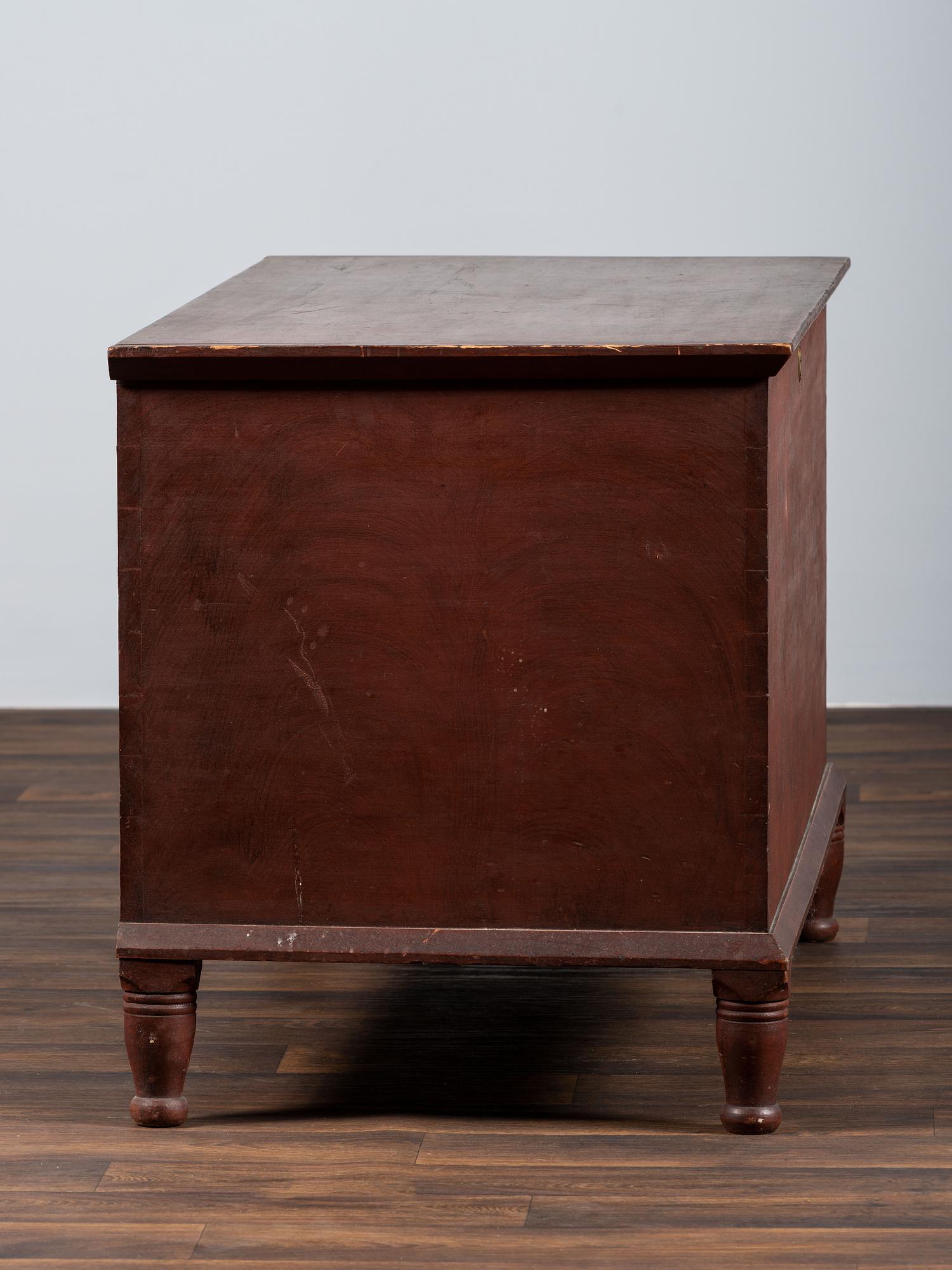 A Country Red and Grain Painted Poplar Blanket Chest