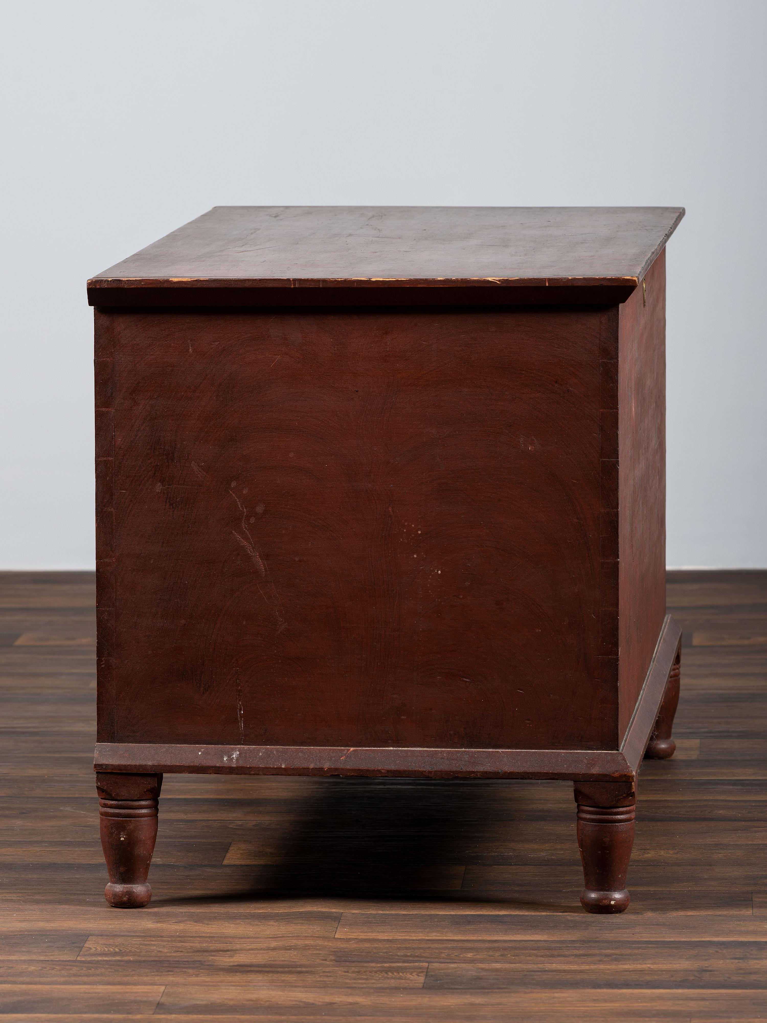 A Country Red and Grain Painted Poplar Blanket Chest