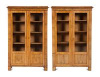 A Pair of Biedermeier Figured Birch Bookcases