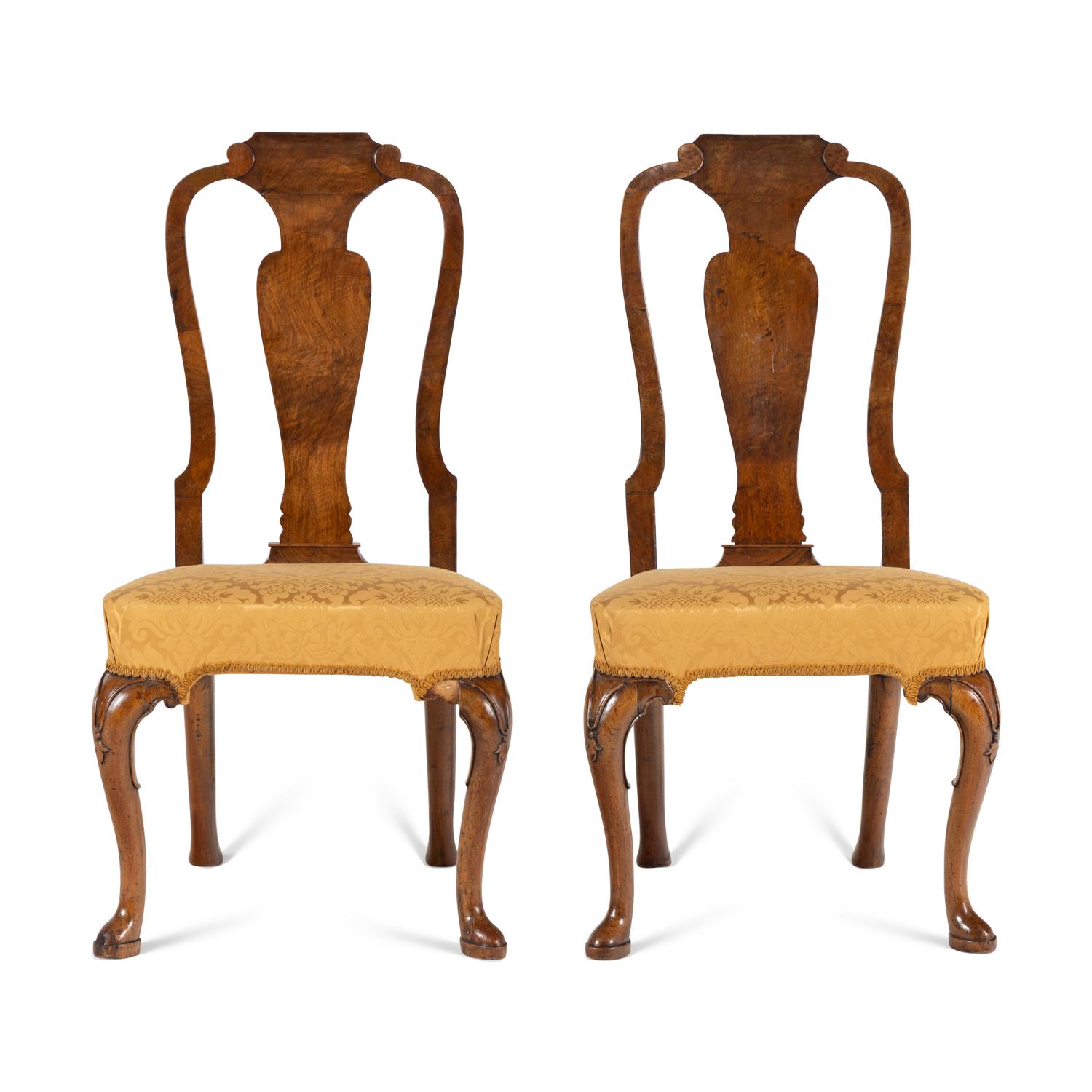 A Pair of George II Walnut Side Chairs