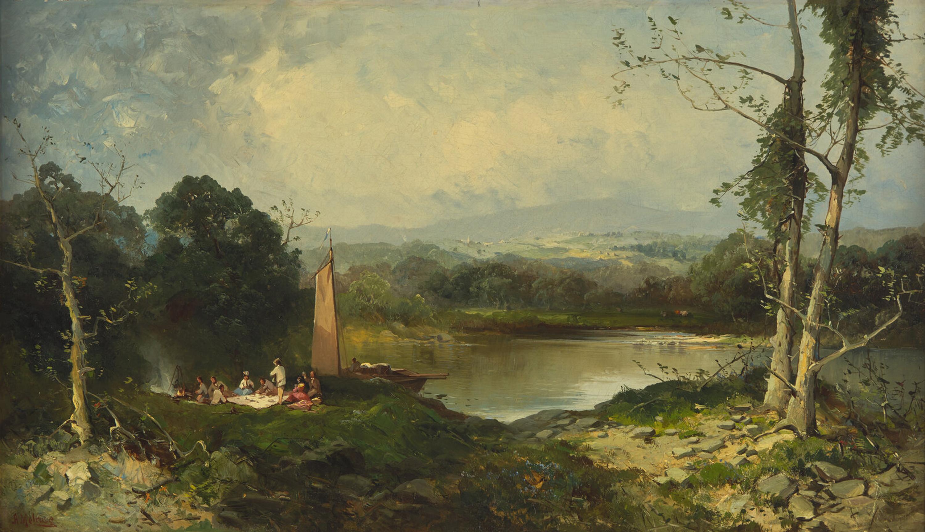 Andrew Melrose (American, 1836-1901) — A Picnic on Passumpsic River, Vermont