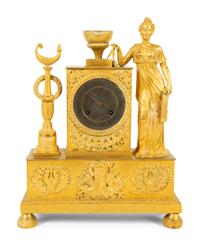 An Empire Gilt Bronze Mantel Clock