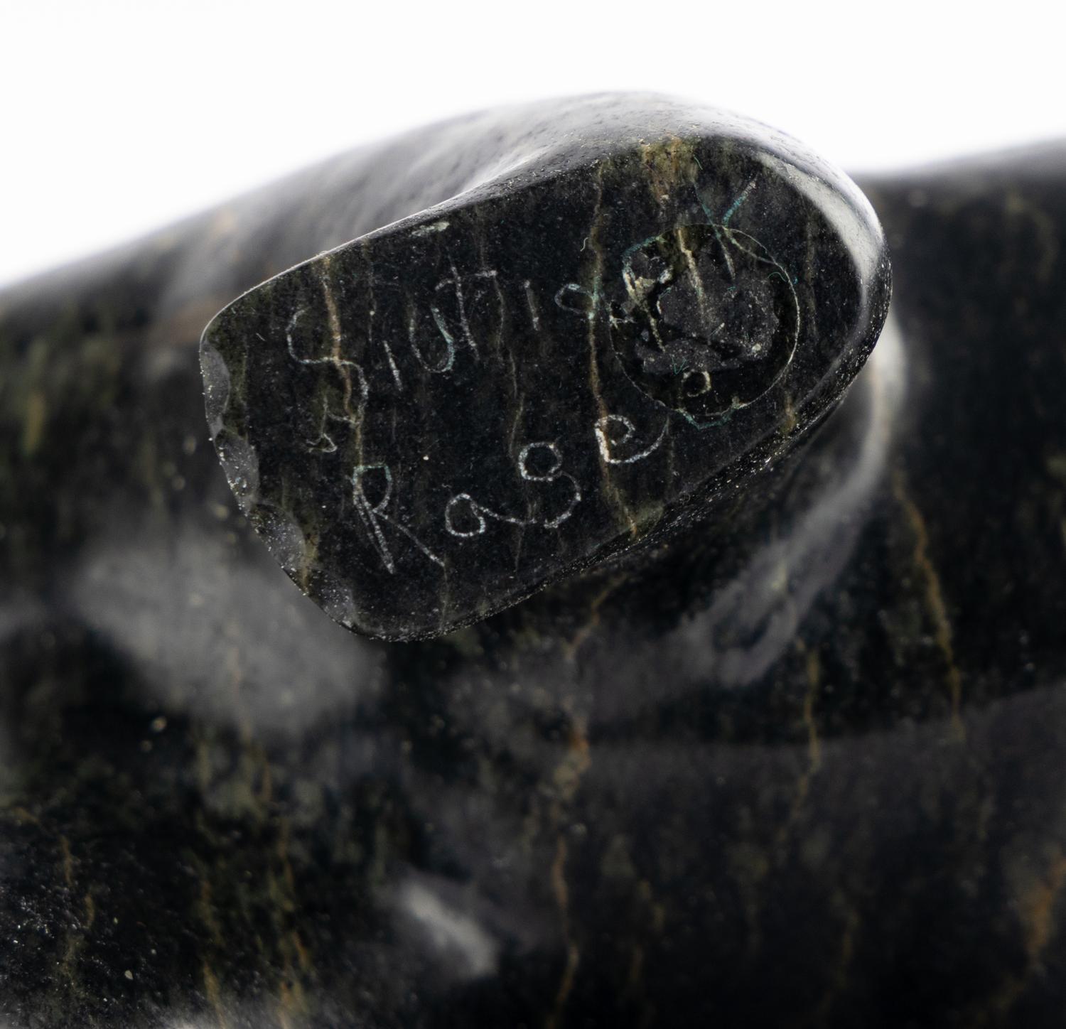 Inuit Carved Soapstone Walrus Head and Polar Bear