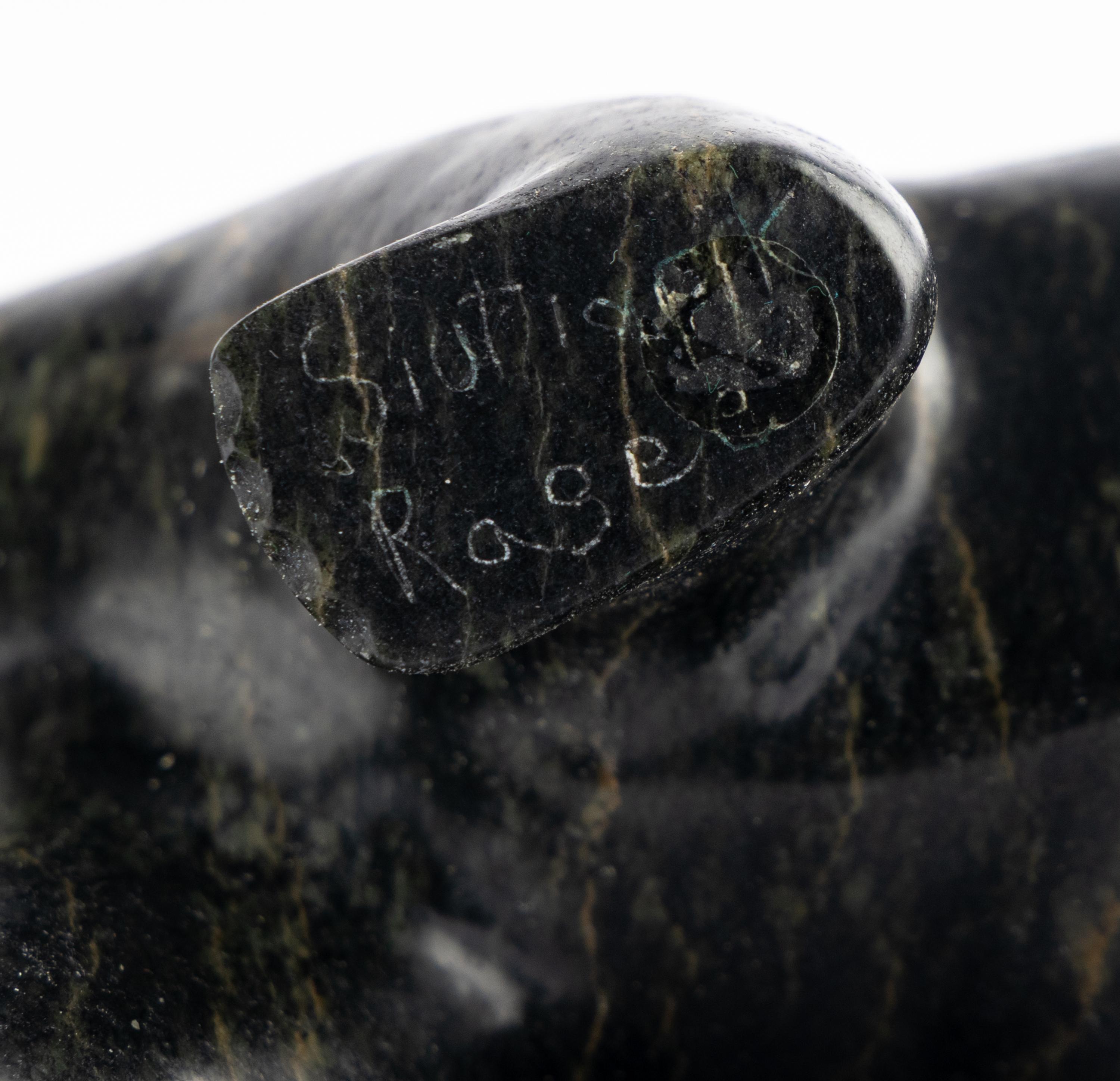 Inuit Carved Soapstone Walrus Head and Polar Bear