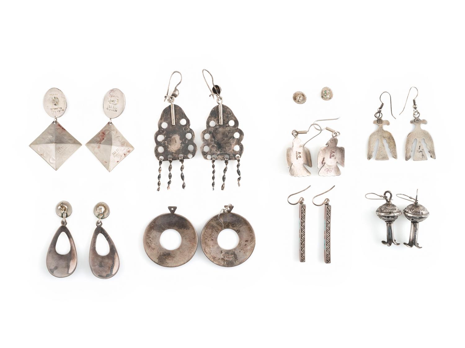 Navajo Silver Hook and Post Earrings
