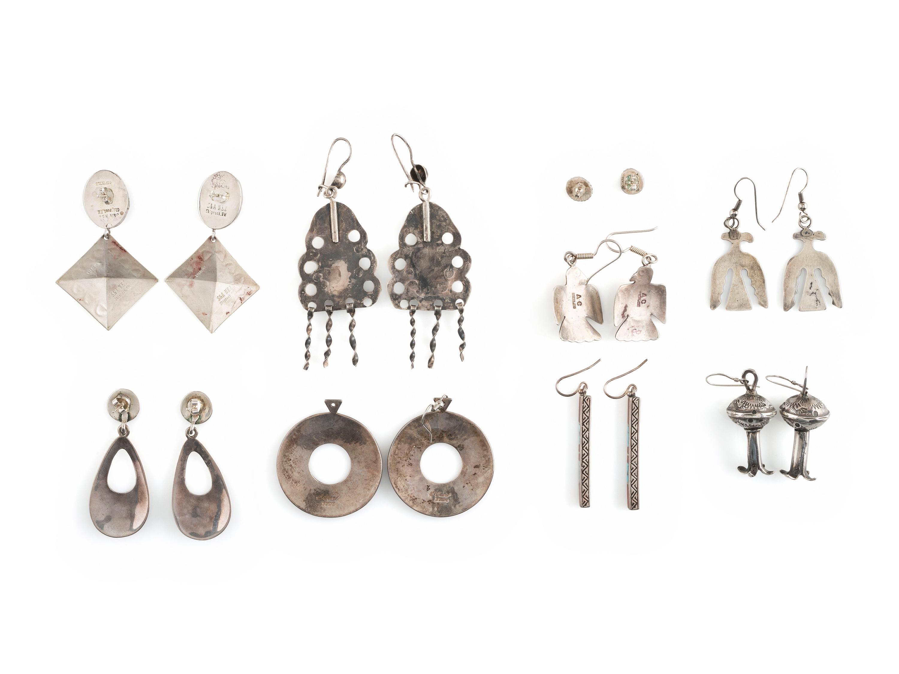Navajo Silver Hook and Post Earrings