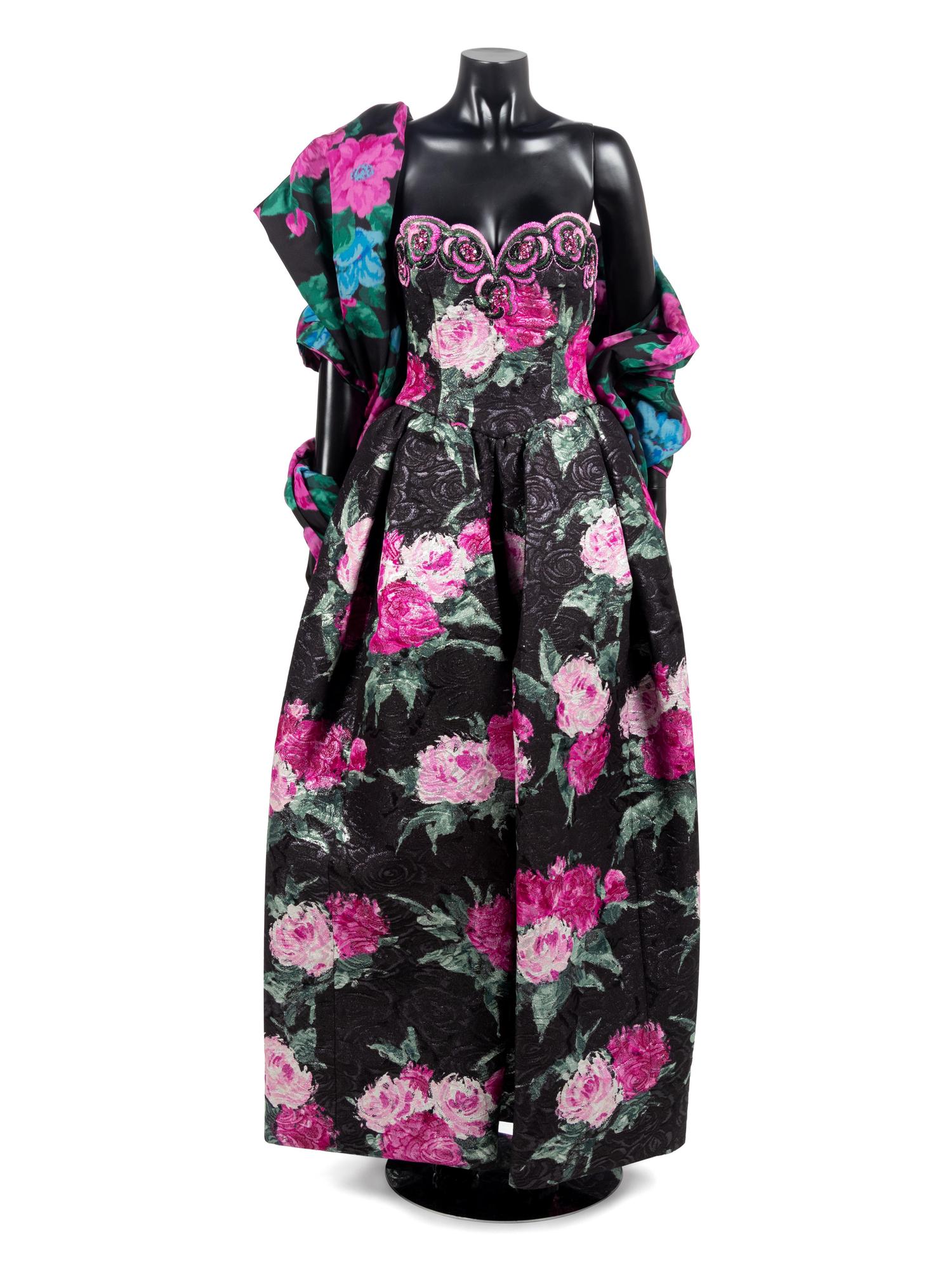 Nina Ricci Couture Dress with Shawl, 1980s