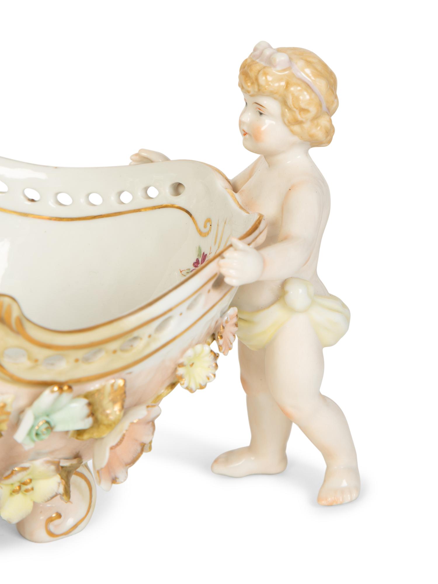 A Group of Six Continental Painted Porcelain Table Articles