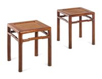 A Pair of Chinese Hardwood Low Tables