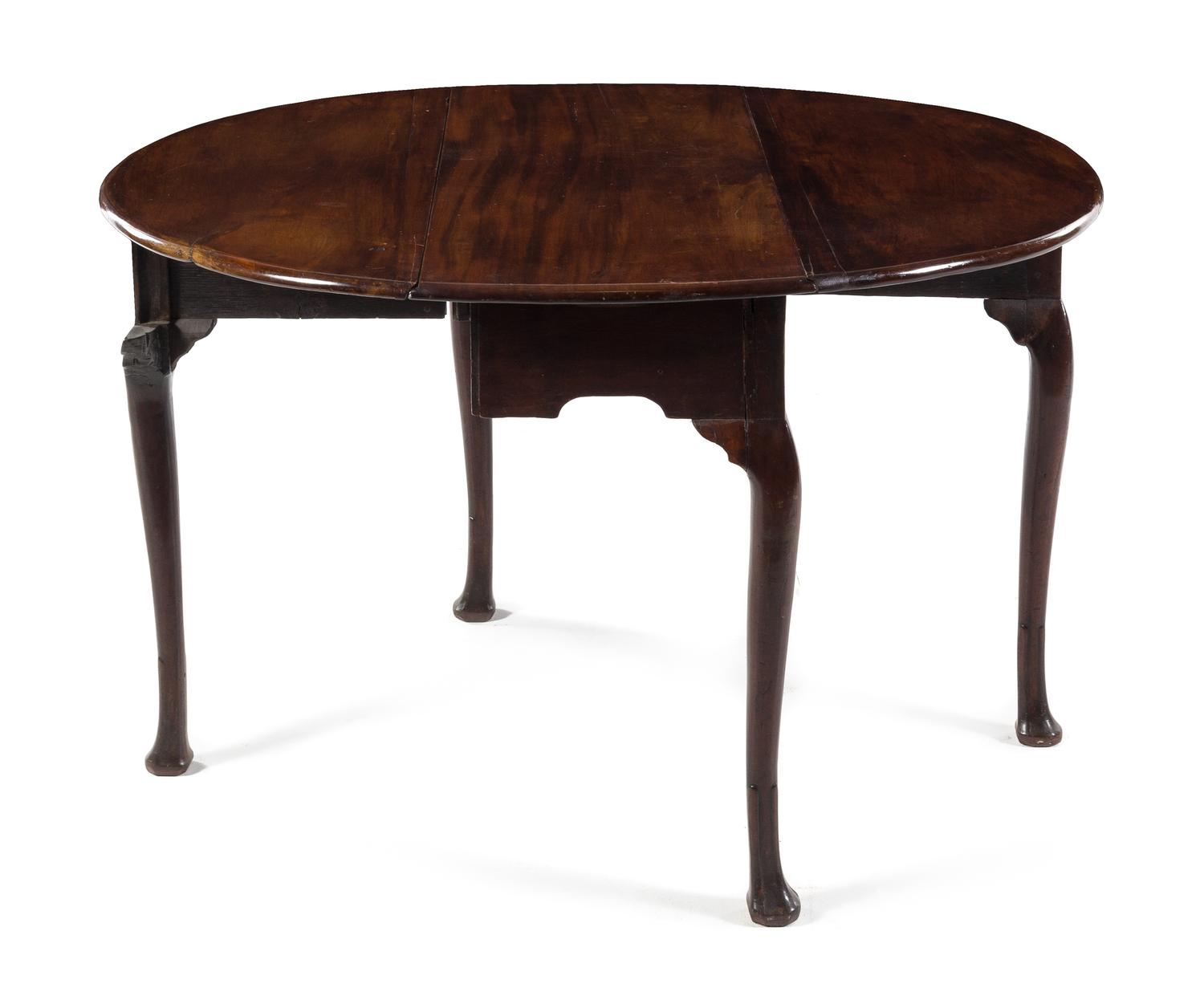 A George III Mahogany Drop-Leaf Table Height 28 1/4 x width 40 1/4 x depth 16 1/2 inches. — 18TH CENTURY
