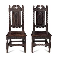 A Pair of Jacobean Revival Oak Side Chairs