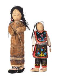 Haudenosaunee Corn Husk Female Doll AND Anishinaabe Beaded Doll