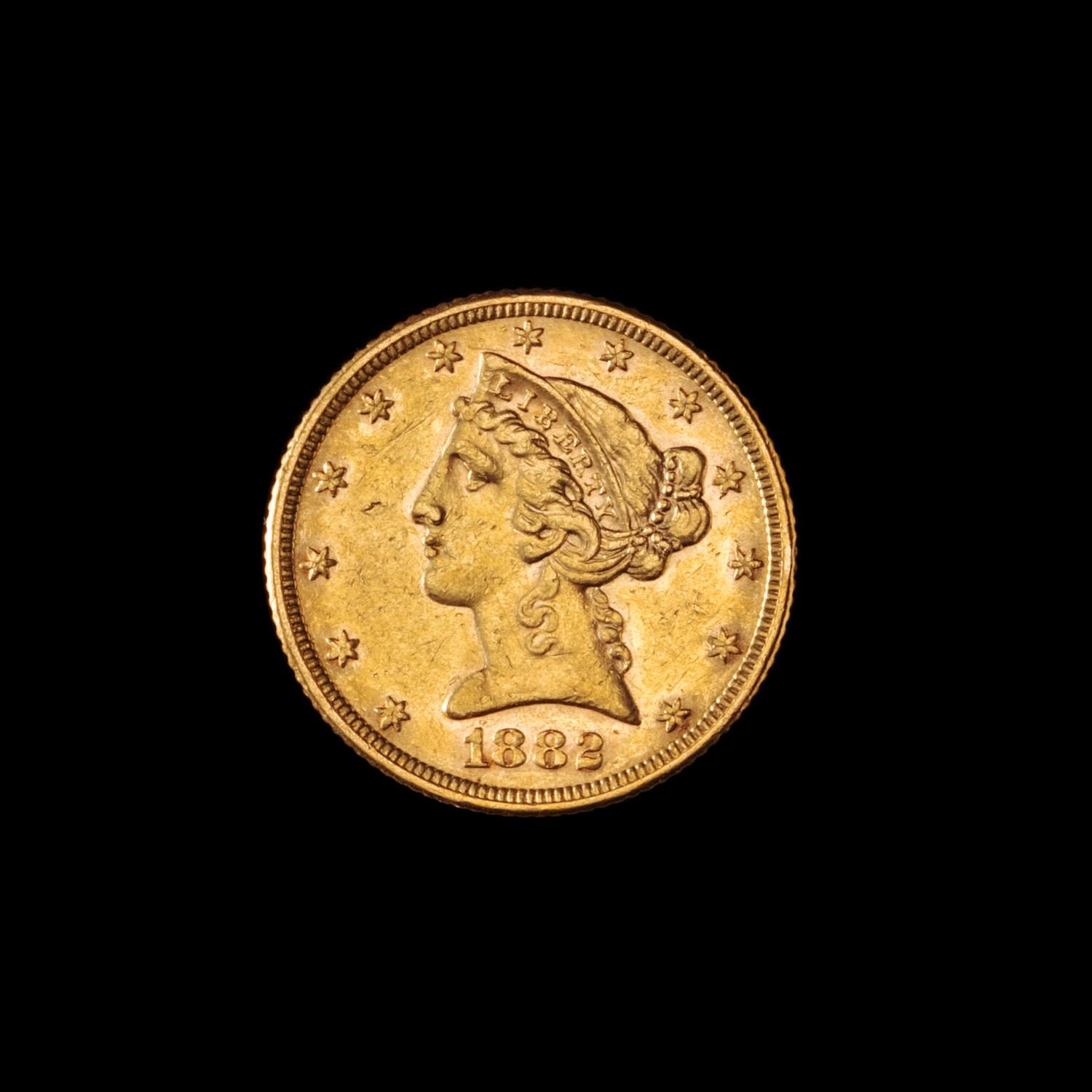 A United States 1882 Liberty Head $5 Gold Coin