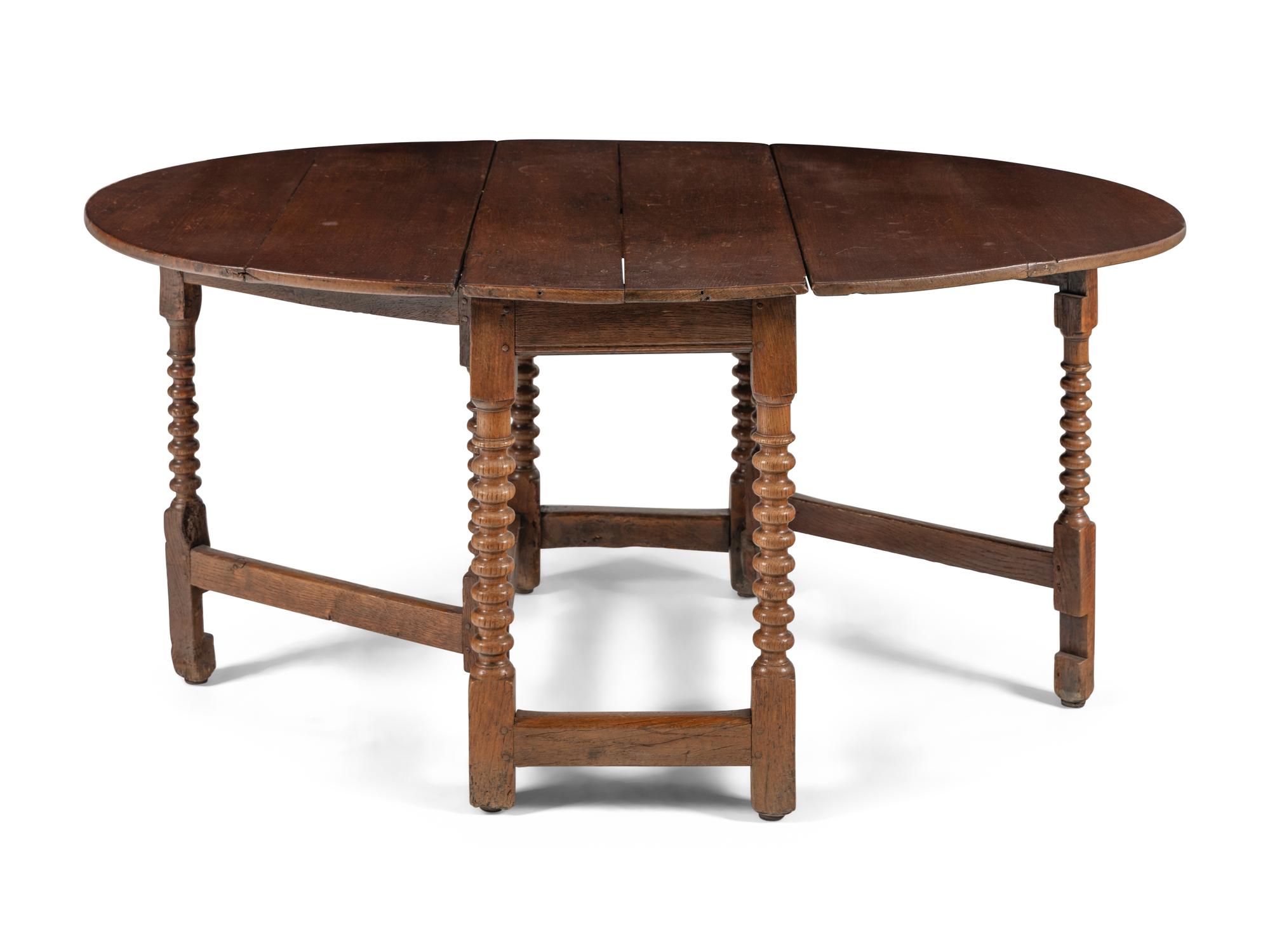 A William and Mary Oak Drop-Leaf Table