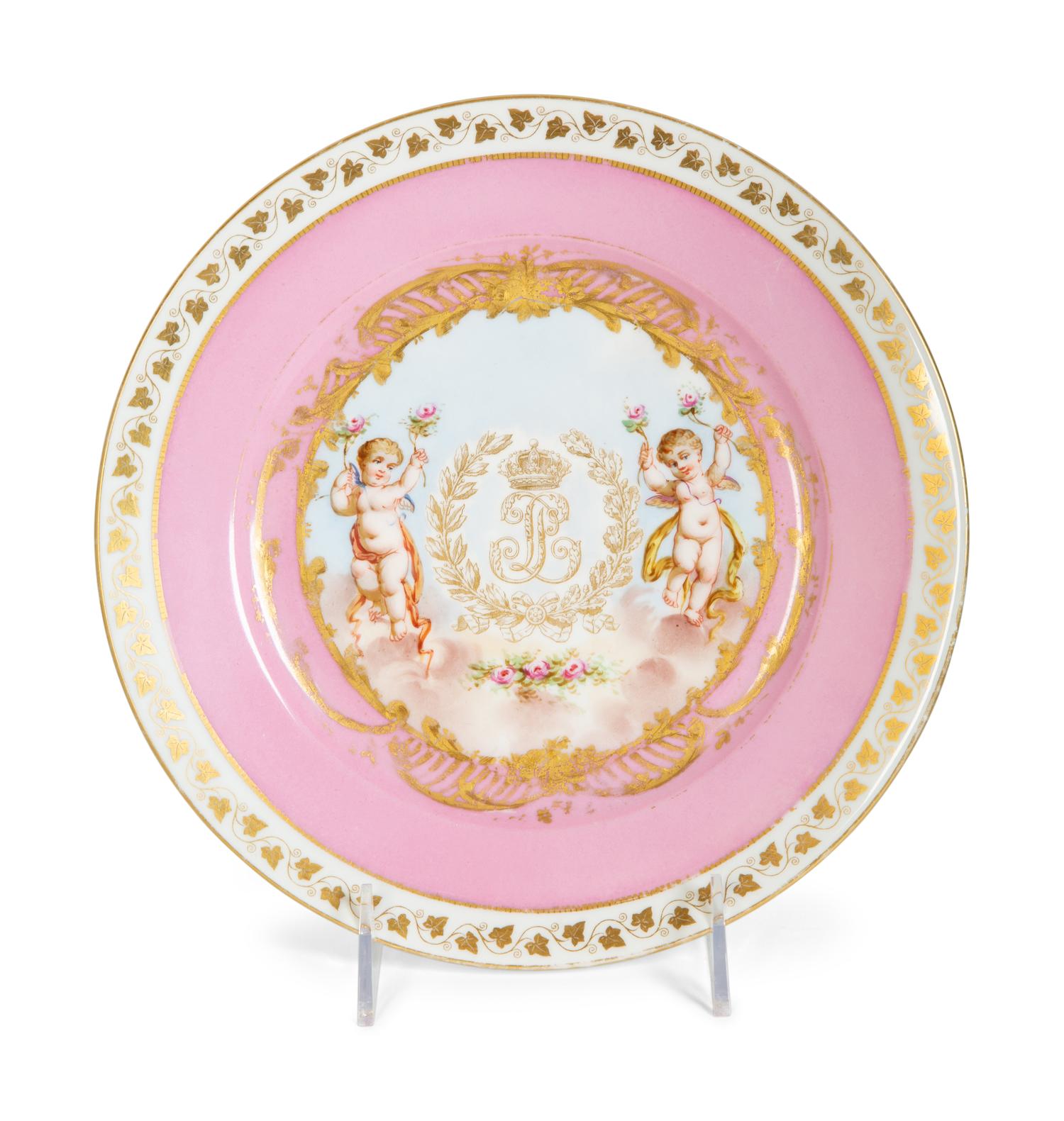 Three Sèvres Painted and Gilt Porcelain Cabinet Plates