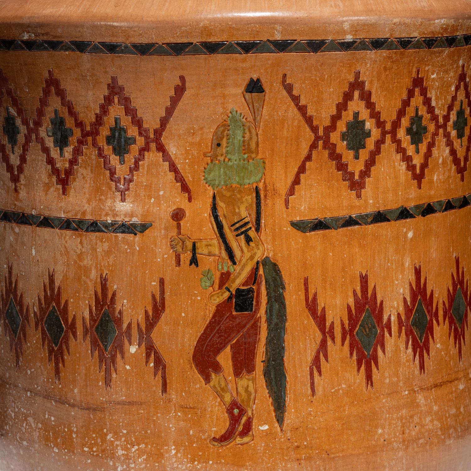 Polychrome Pottery Storage Jar, with Yeibichai Dancers
