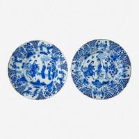 A pair of Chinese blue and white porcelain basins Kangxi six-character marks and of the period