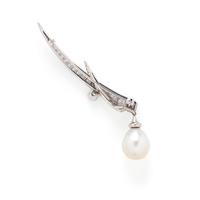 BOODLES, PLATINUM, DIAMOND AND CULTURED PEARL BROOCH