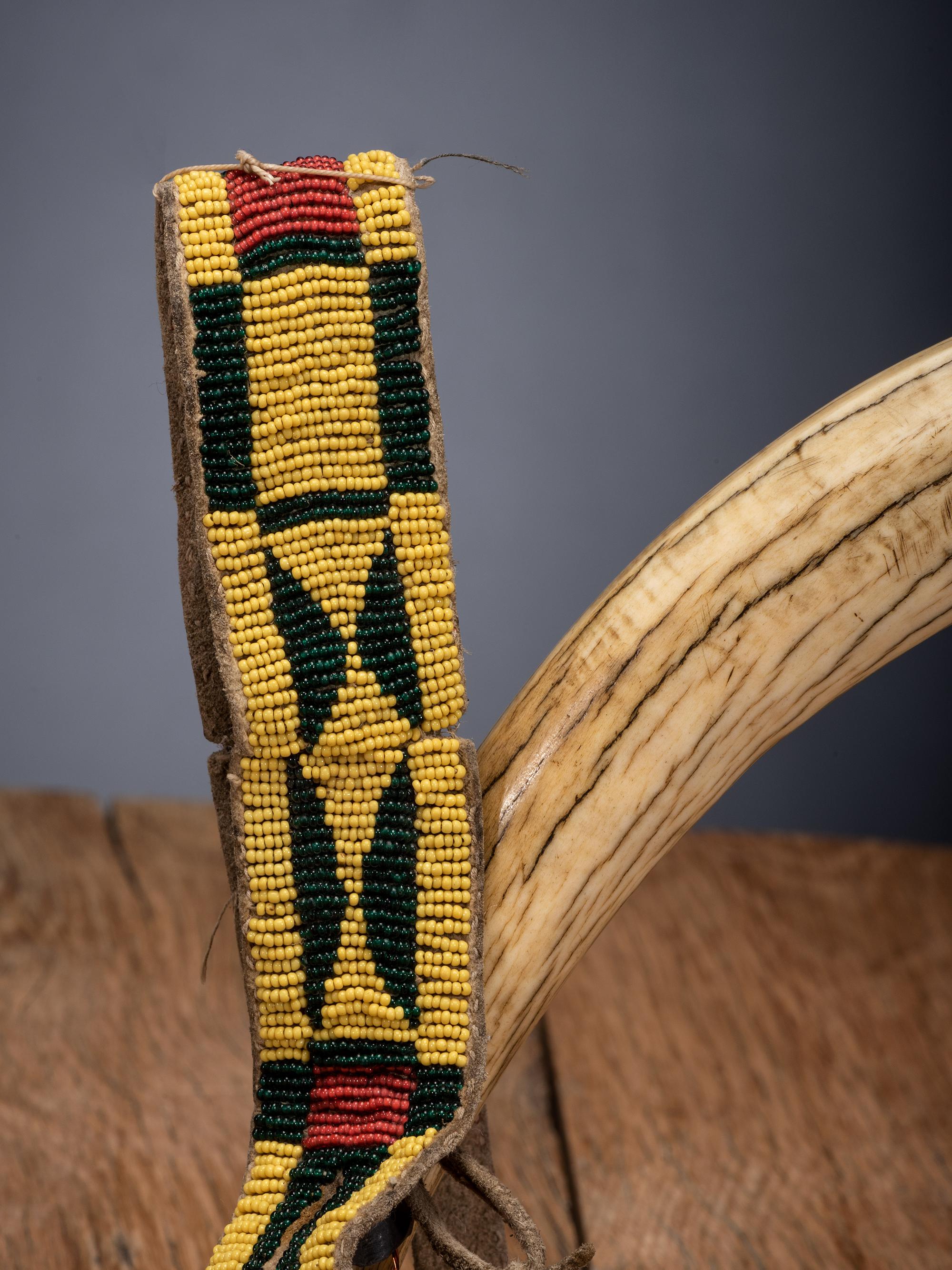 Northern Plains Elk Antler Quirt, with Decorations