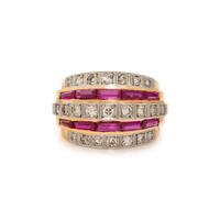 DIAMOND AND SYNTHETIC RUBY RING