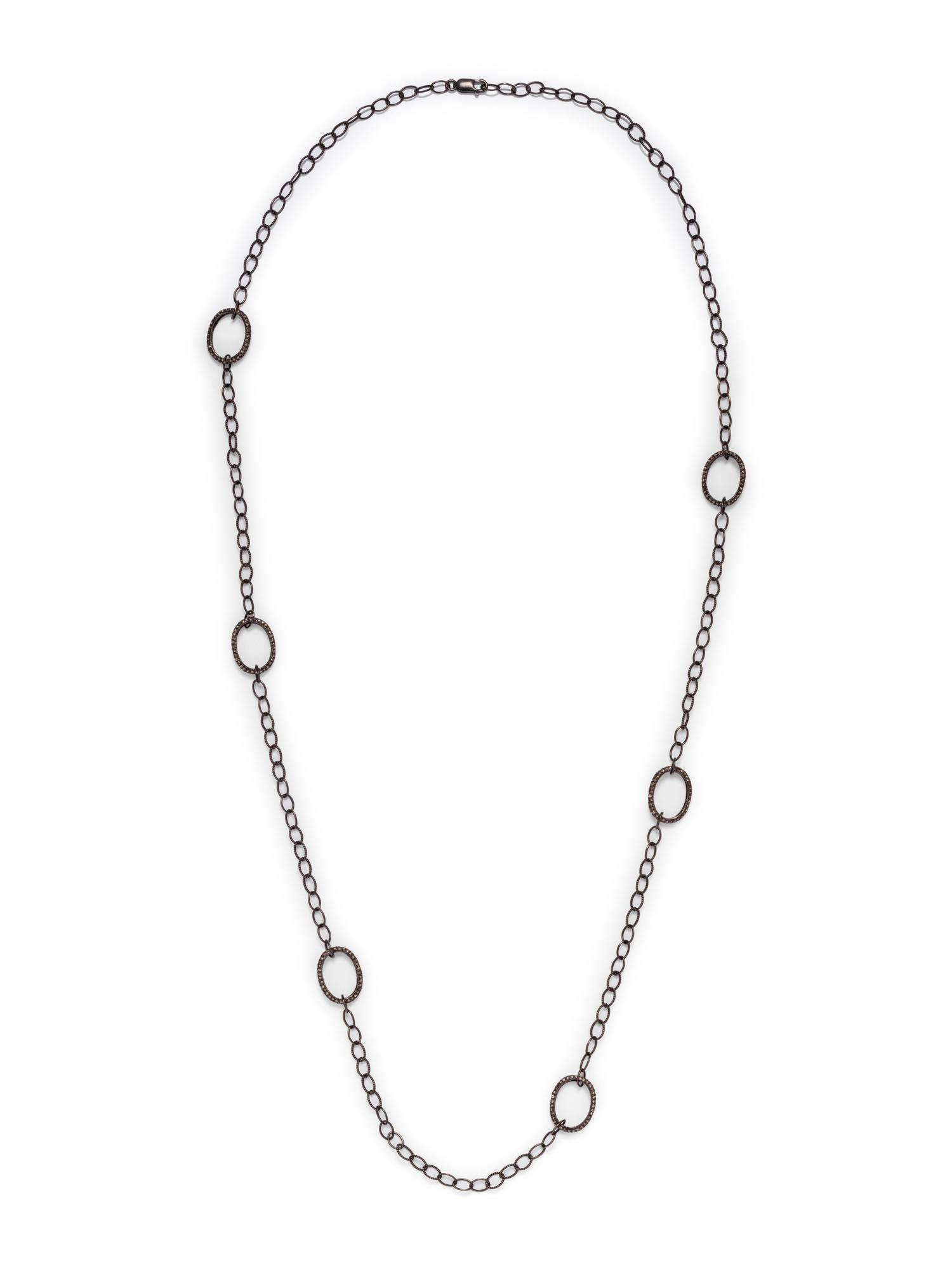 BLACKENED SILVER AND COLORED DIAMOND LONGCHAIN NECKLACE