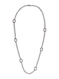BLACKENED SILVER AND COLORED DIAMOND LONGCHAIN NECKLACE