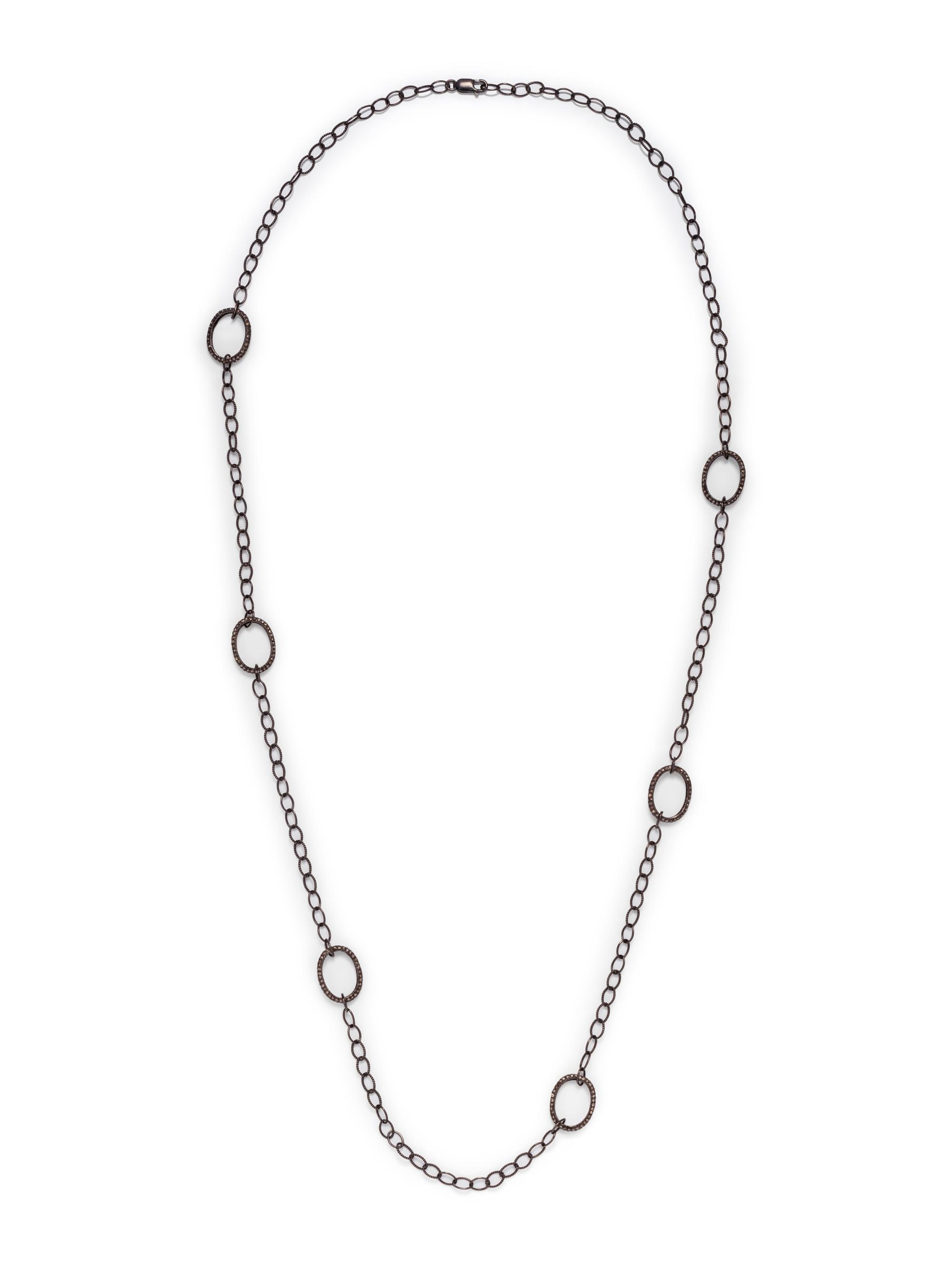 BLACKENED SILVER AND COLORED DIAMOND LONGCHAIN NECKLACE