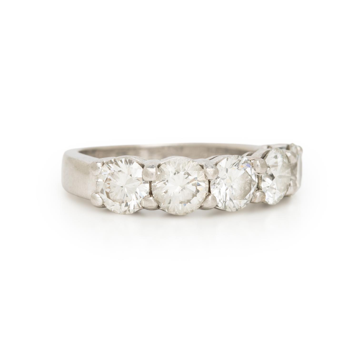 FIVE STONE DIAMOND AND PLATINUM RING