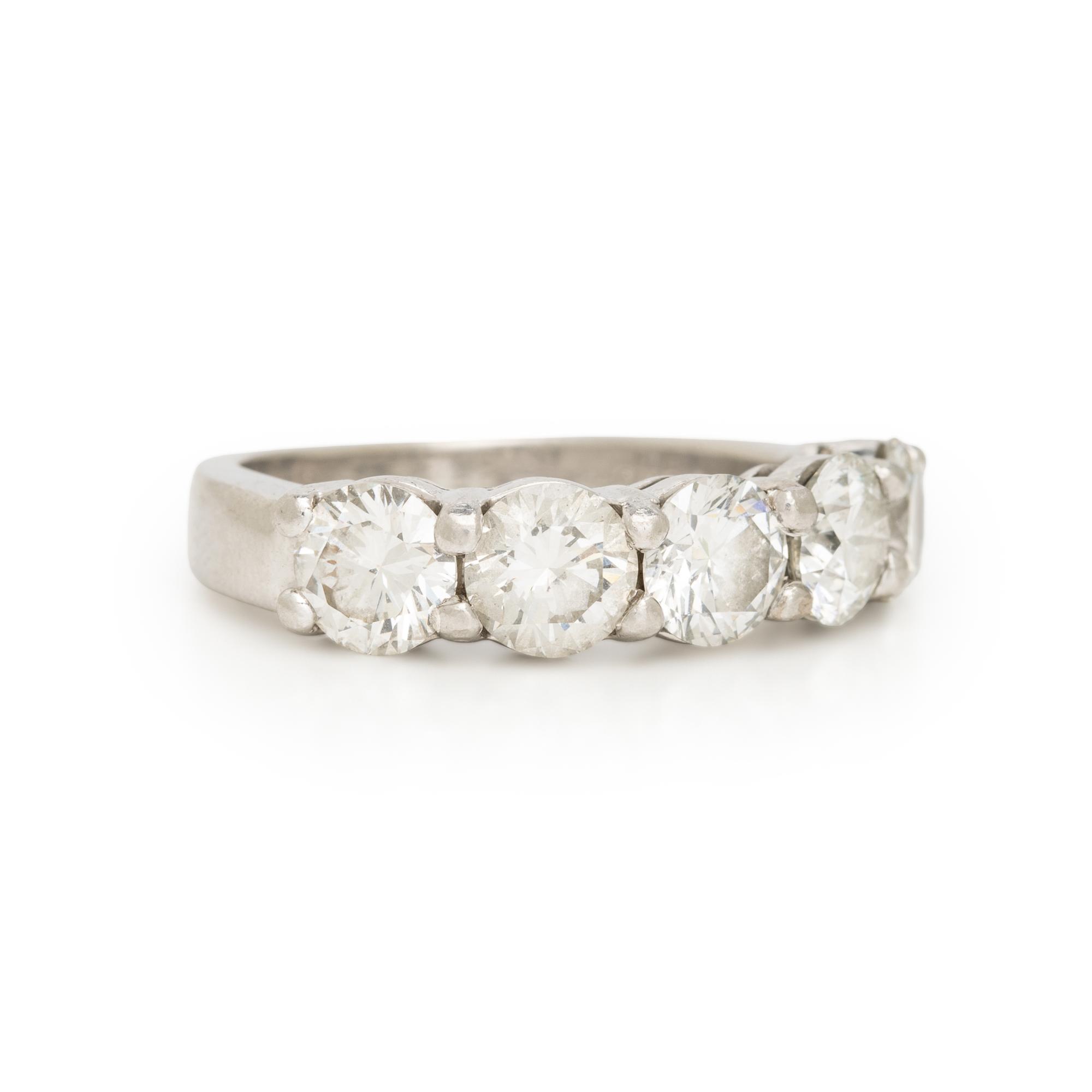 FIVE STONE DIAMOND AND PLATINUM RING