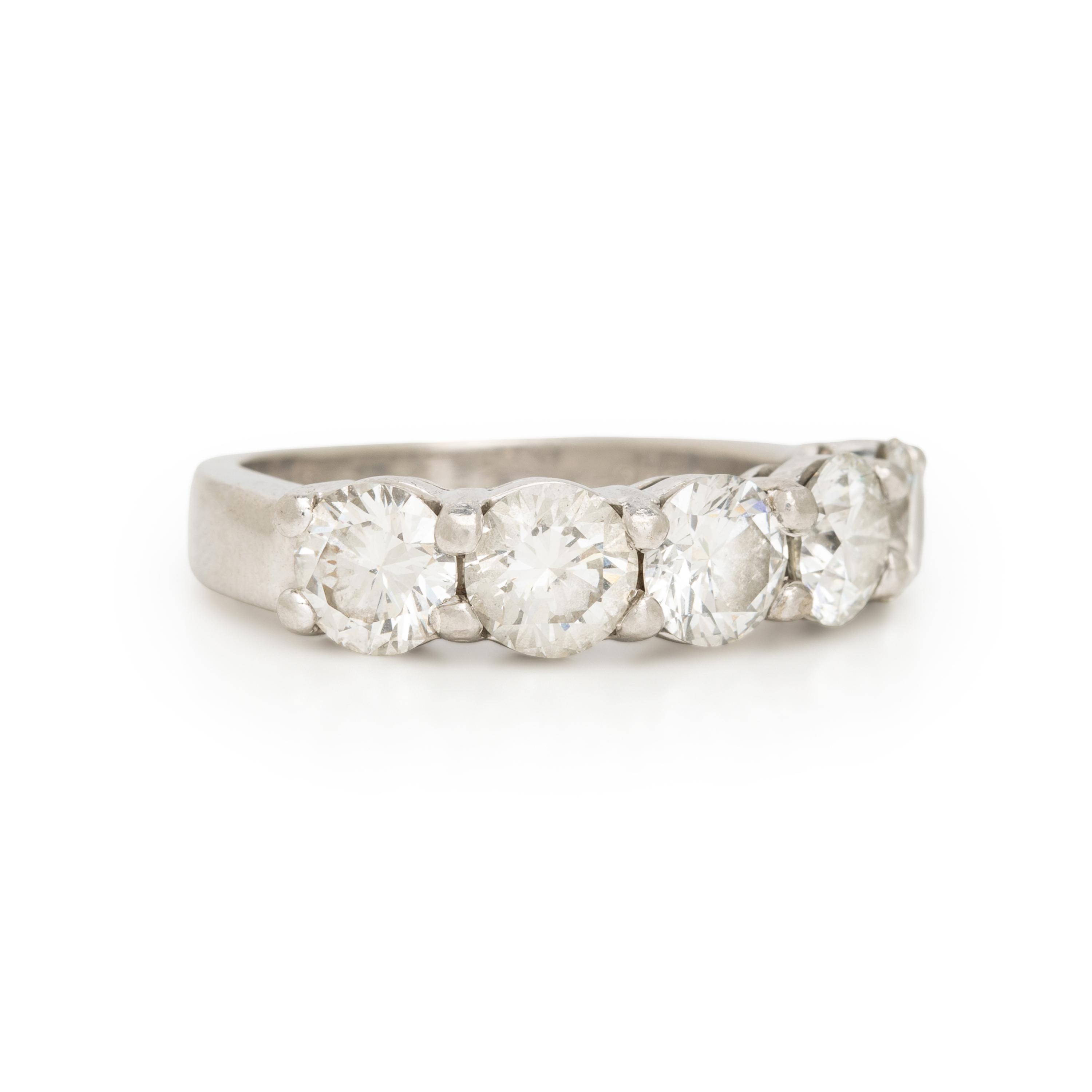 FIVE STONE DIAMOND AND PLATINUM RING