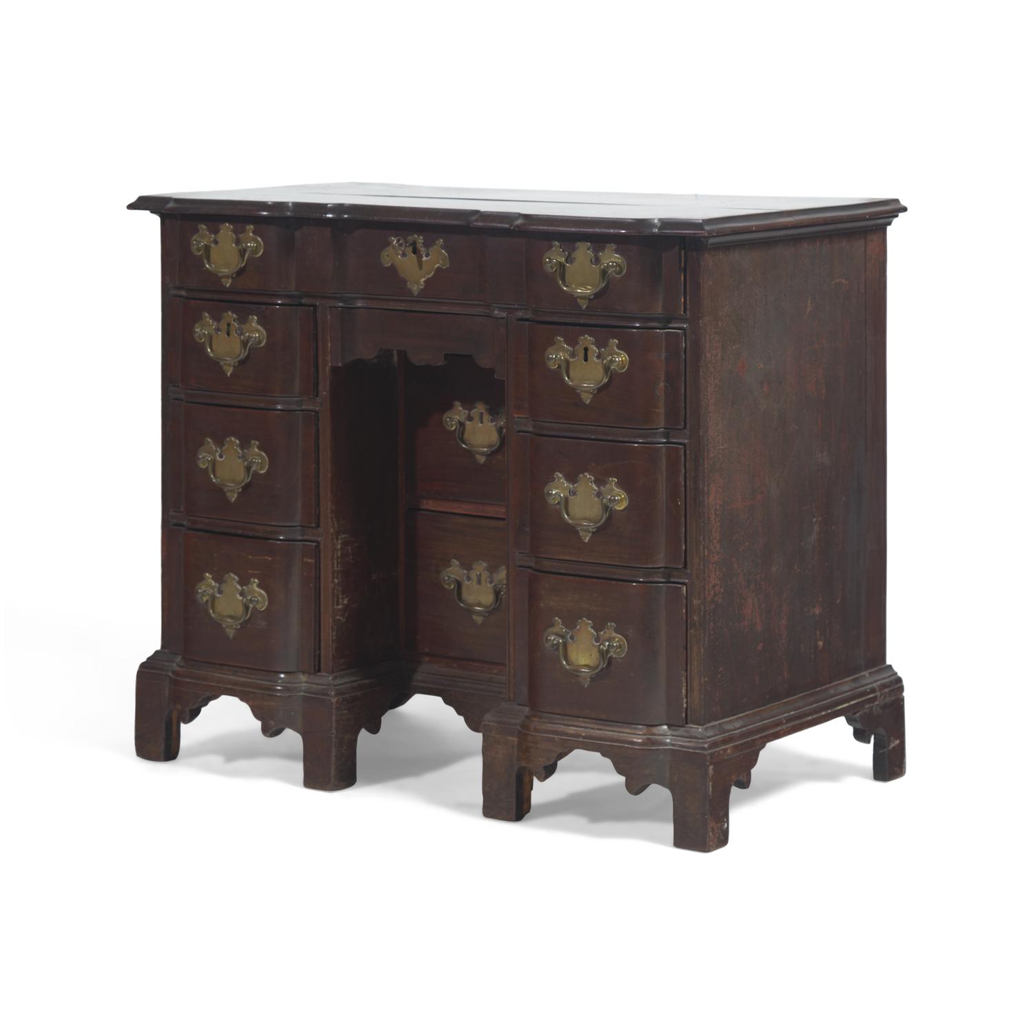 A Chippendale Mahogany Block-Front Kneehole Desk