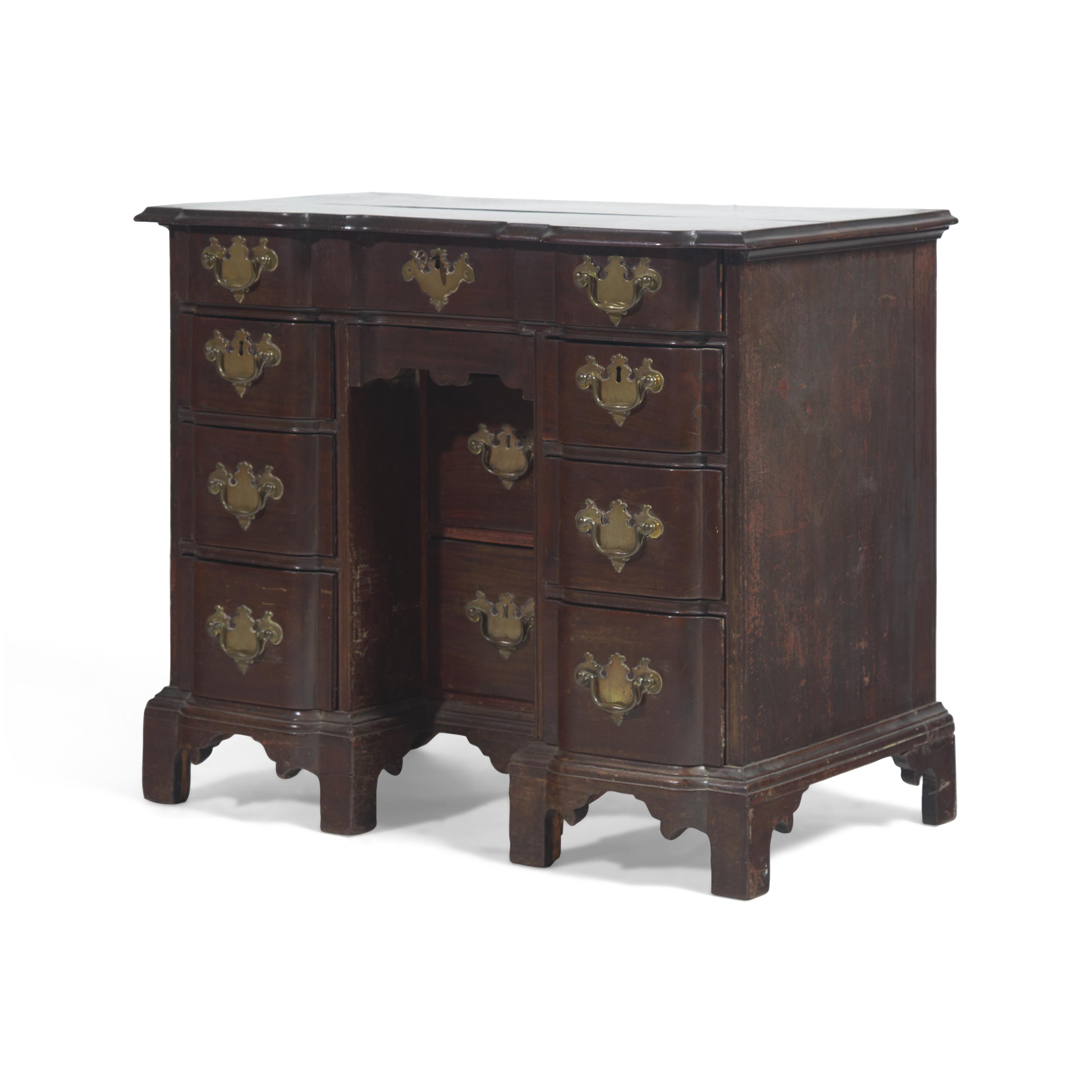 A Chippendale Mahogany Block-Front Kneehole Desk