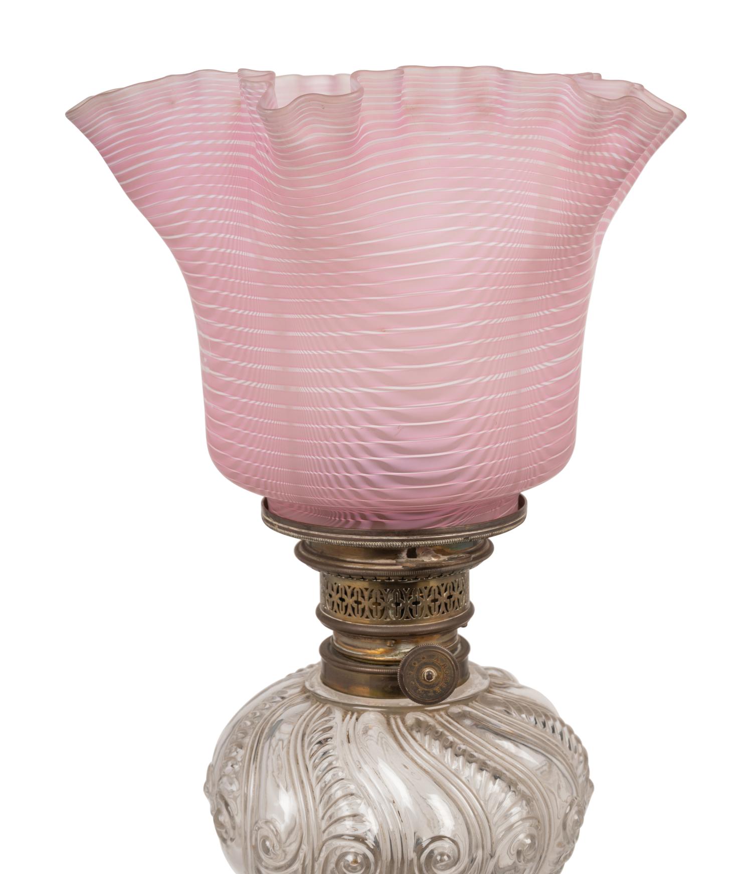 A Pair of French Neoclassical Bronze and Cut Glass Fluid Lamps Converted to Electricity