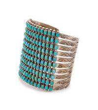 Zuni Silver and Petit Point Turquoise Cuff Bracelet