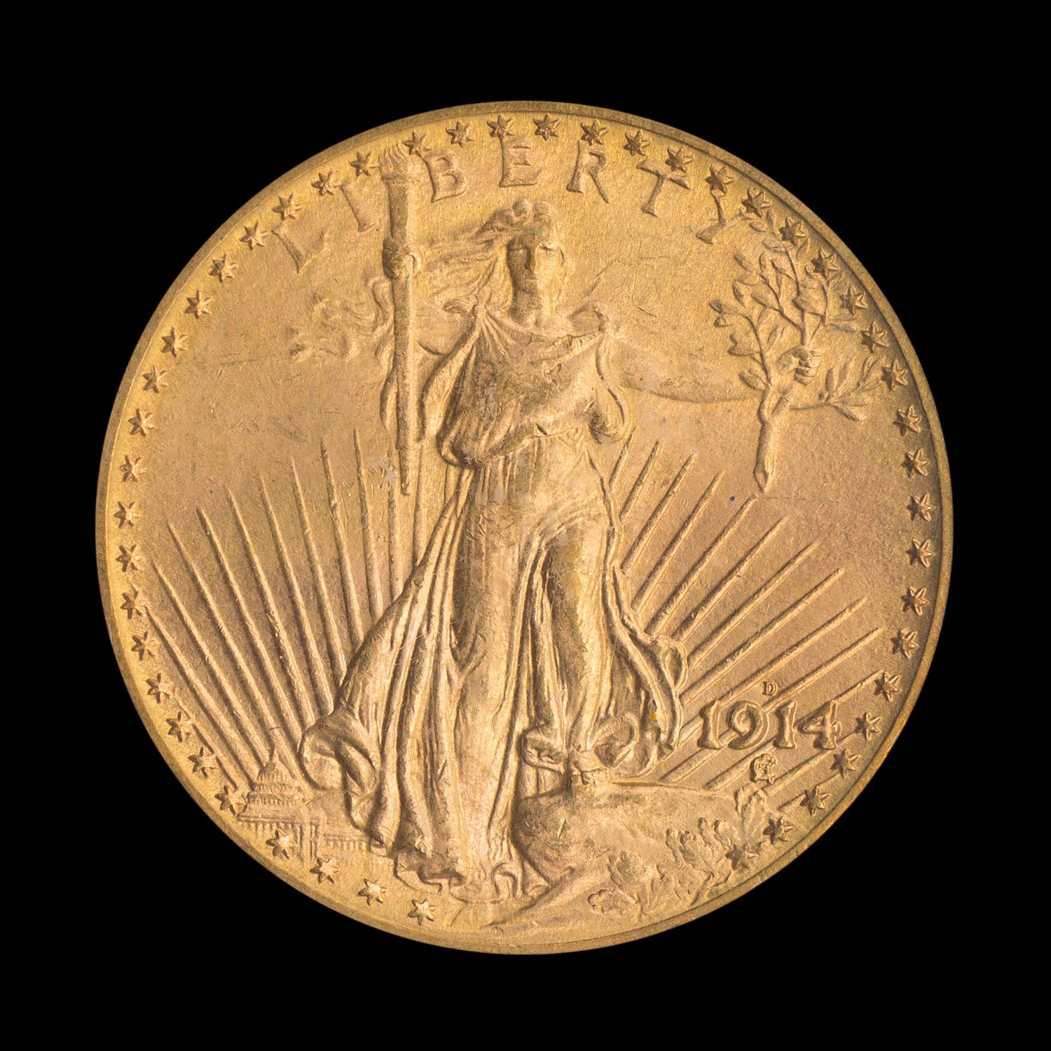 A United States 1914-D St. Gaudens $20 Gold Coin