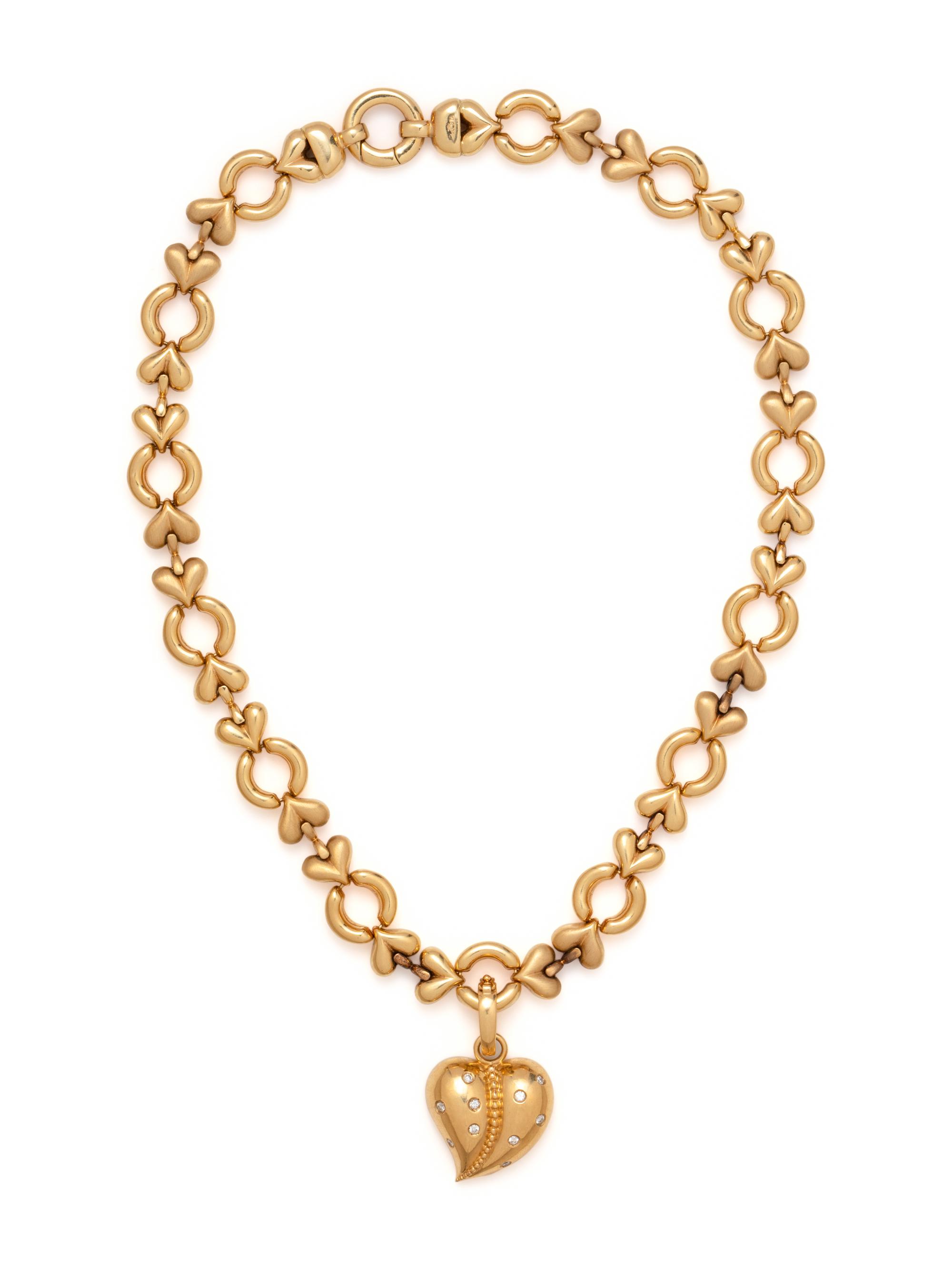 YELLOW GOLD AND DIAMOND HEART PENDANT/NECKLACE