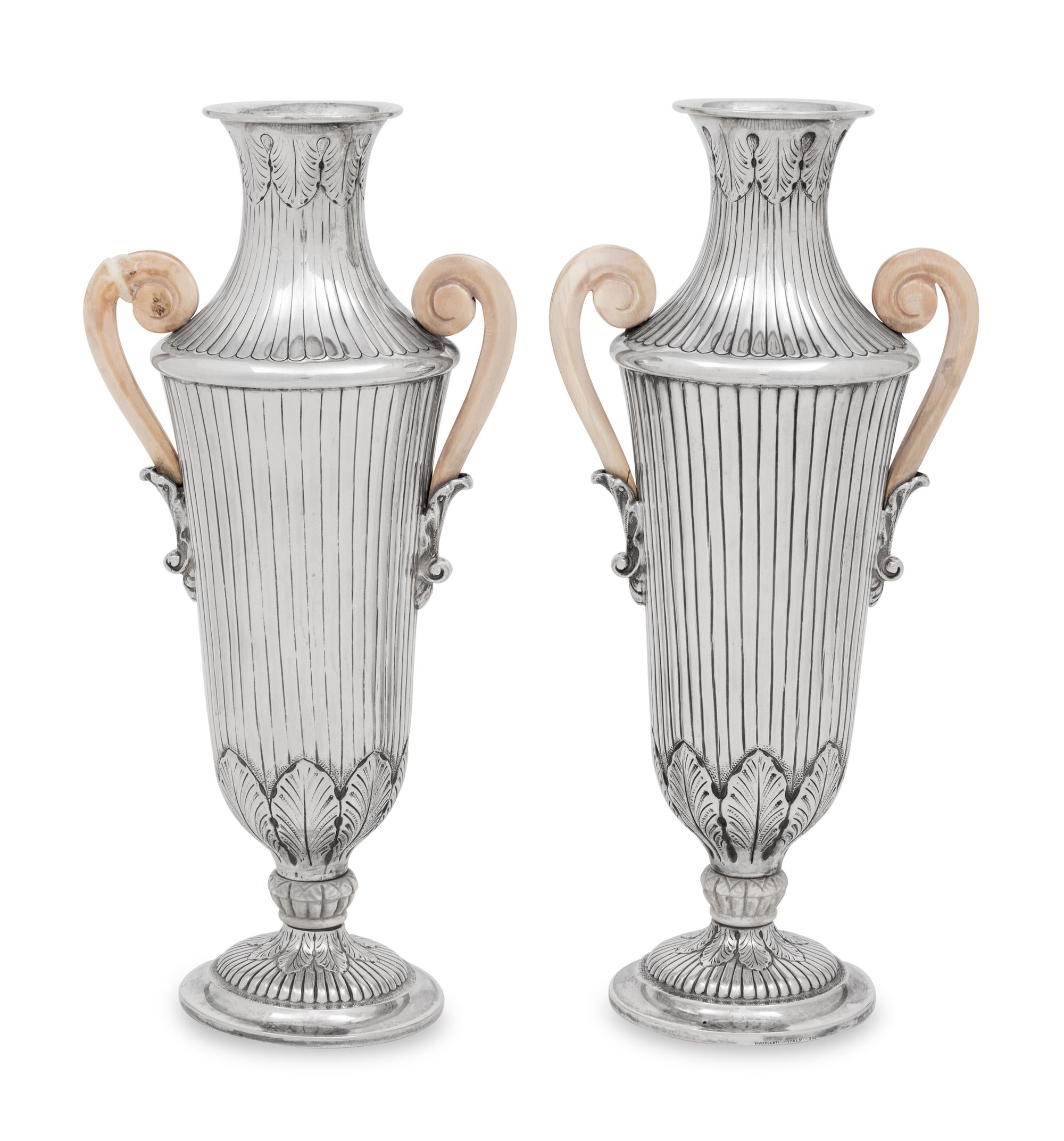 A Pair of Buccellati Silver Vases