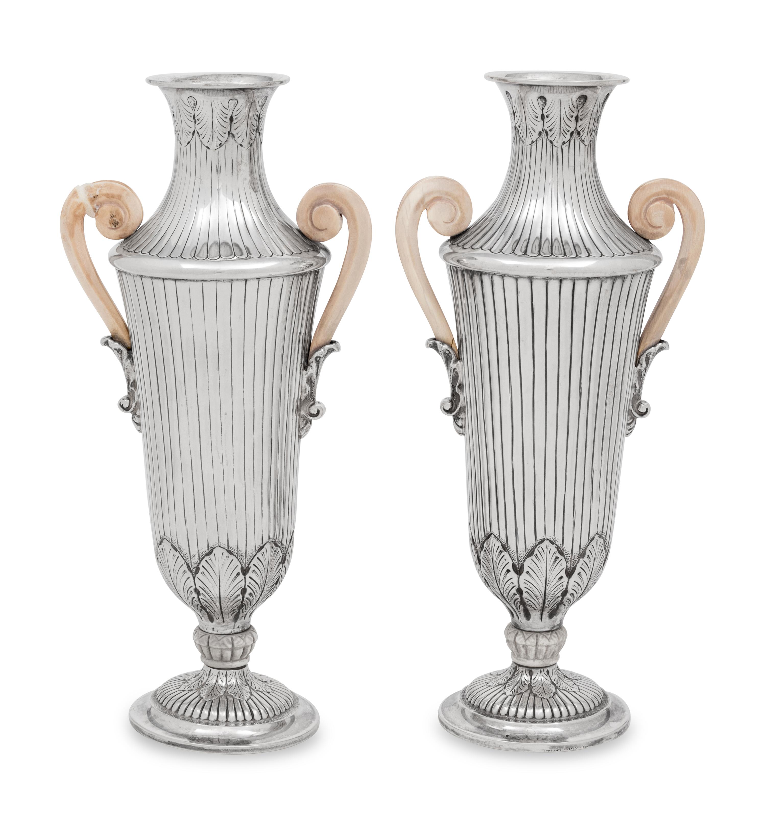 A Pair of Buccellati Silver Vases