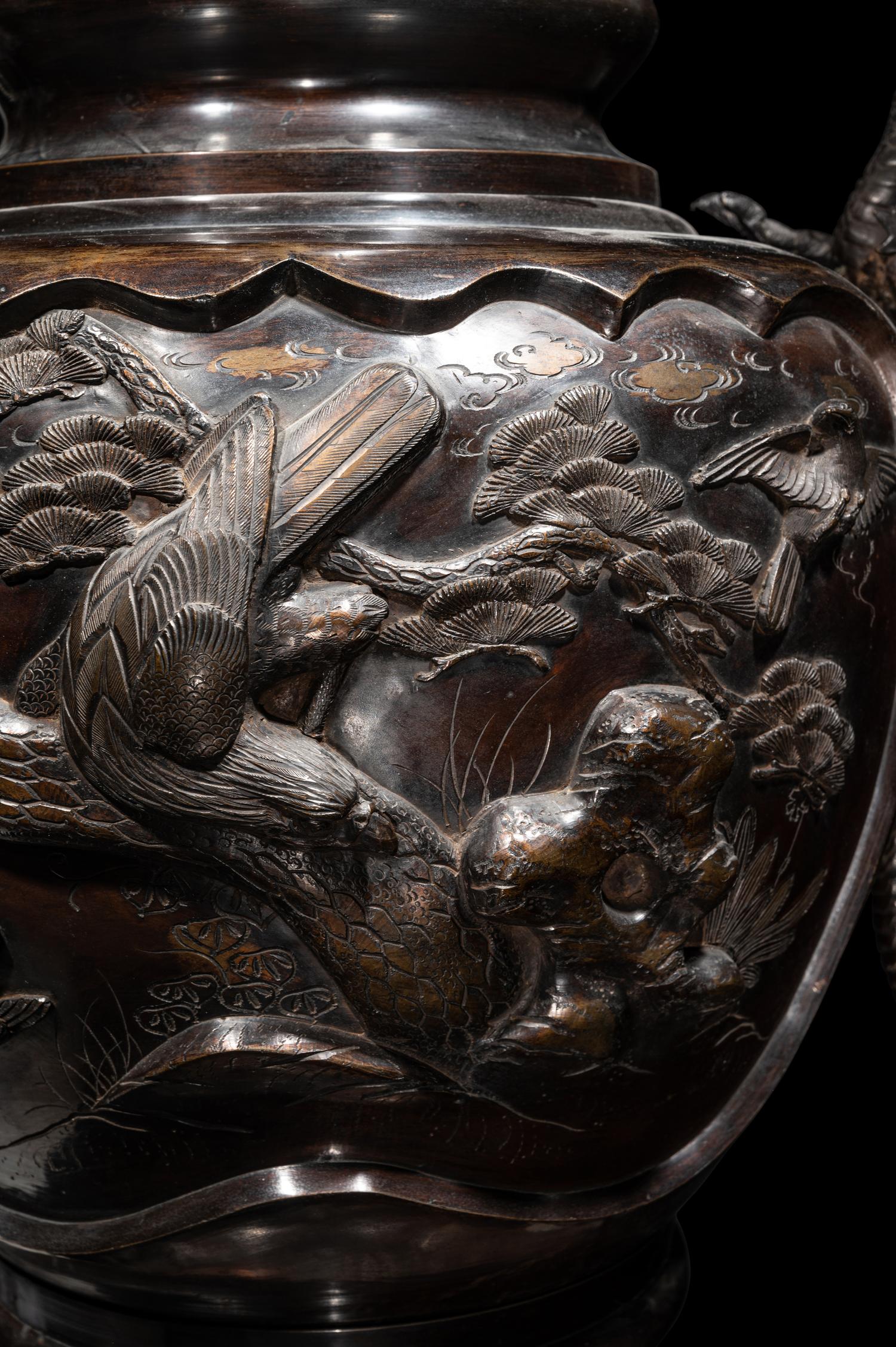 A Large Japanese Bronze Floor Vase