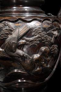 A Large Japanese Bronze Floor Vase