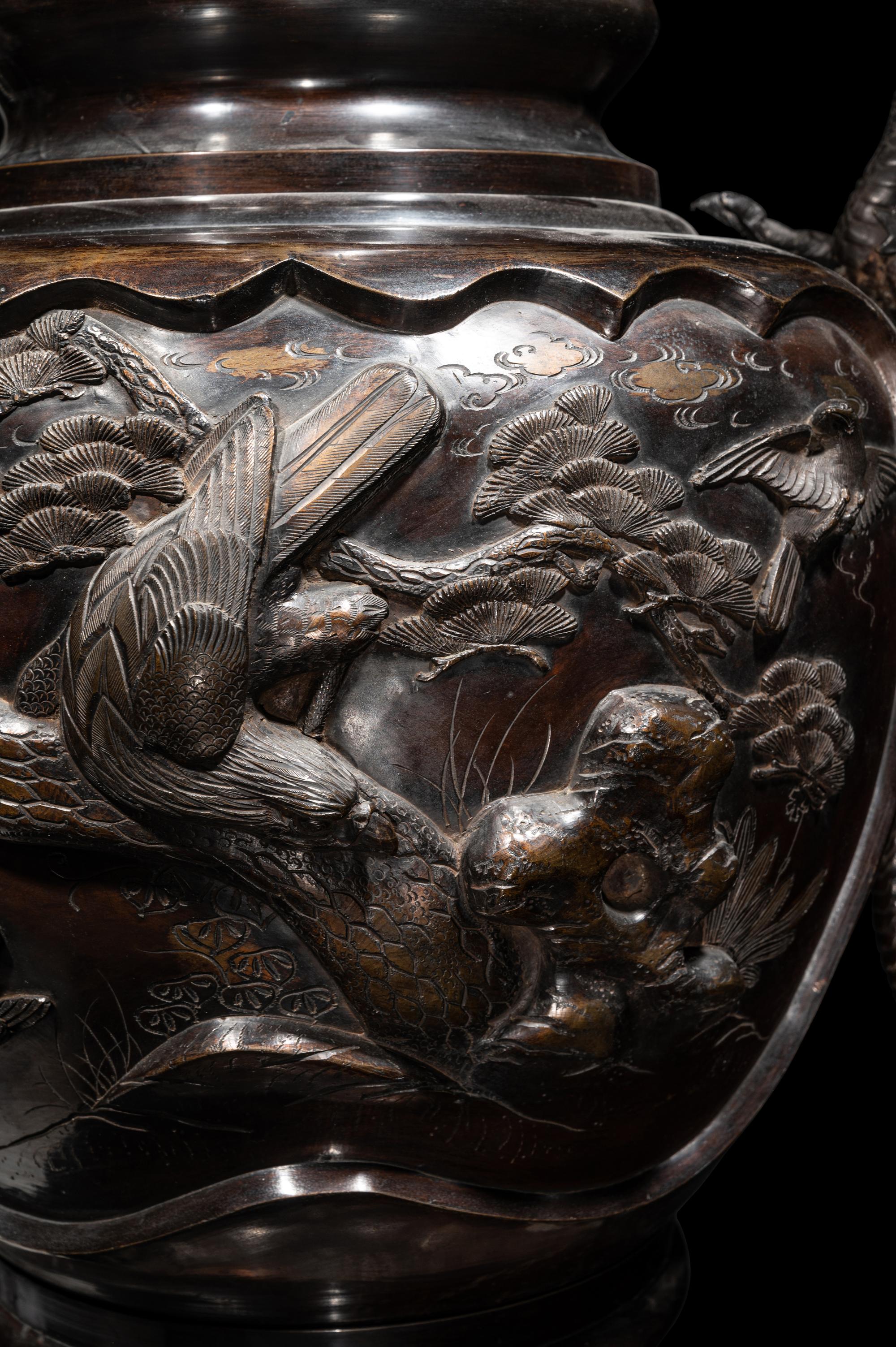 A Large Japanese Bronze Floor Vase