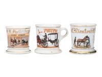 Three Equestrian Porcelain Occupational Shaving Mugs