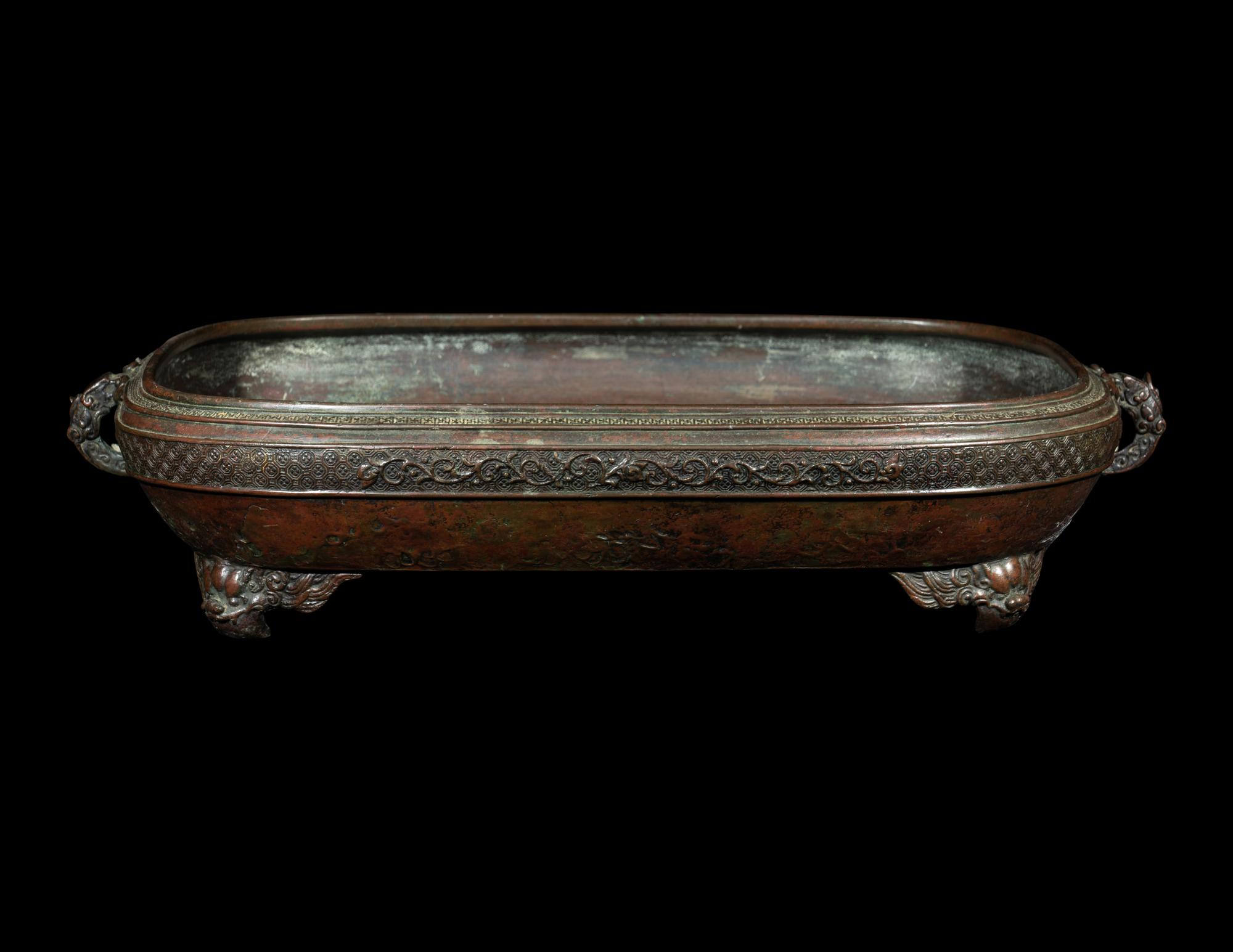 Two Japanese Bronze Planters